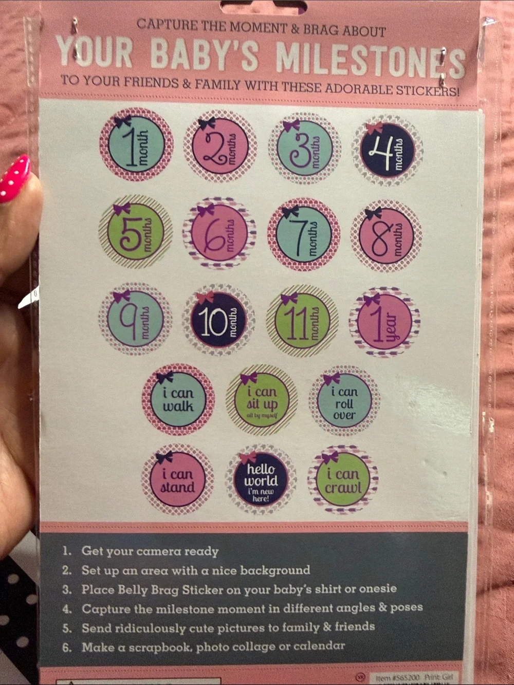 BABY BUNDLE Belly Brags Pink Monthly Milestone Stickers - Baby Photo Stickers
