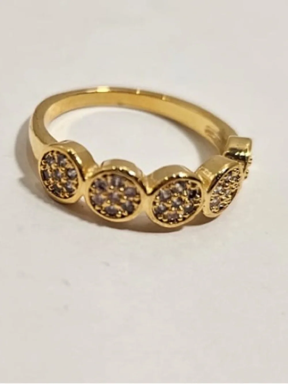 New Gold Plated Pave Circle Statement Ring - Sparkling Crystal Band - Size 6