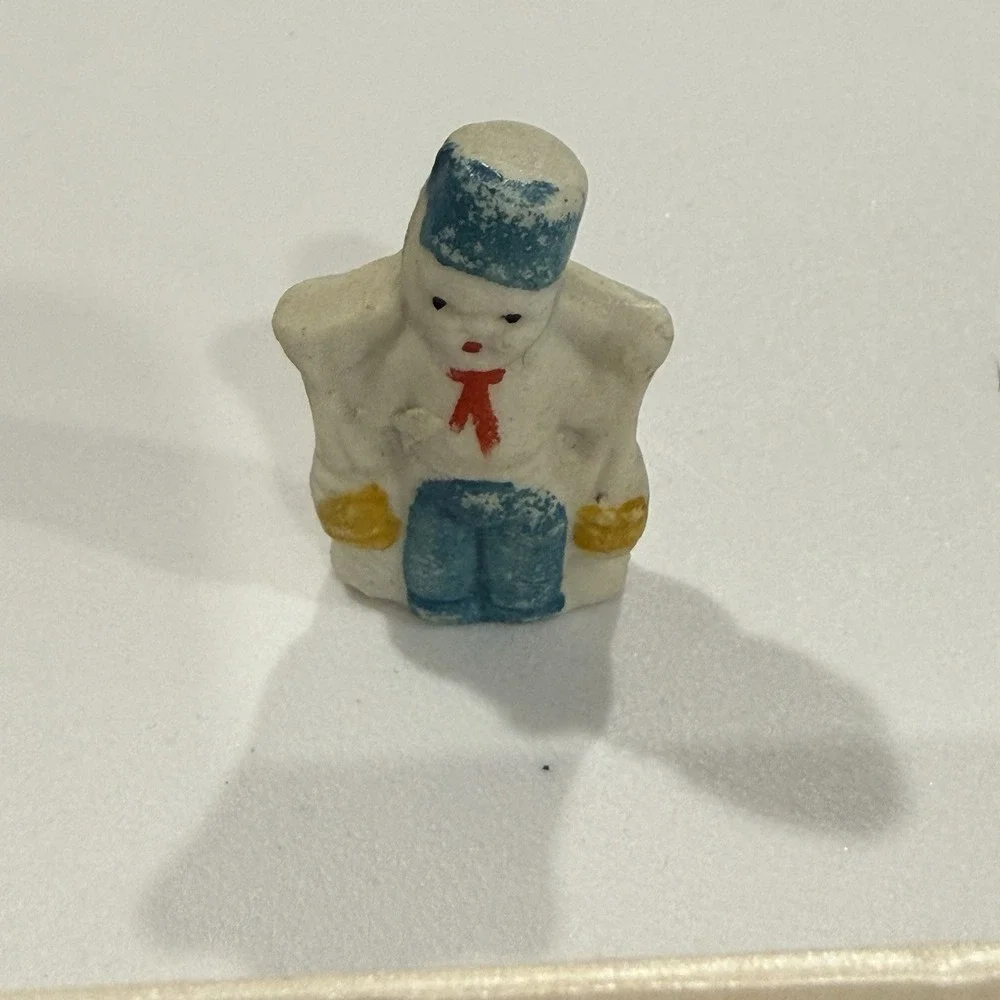 VTG BIsque Dutch Boy Carrying Buckets Figurine Miniature Wall Mini Shelf