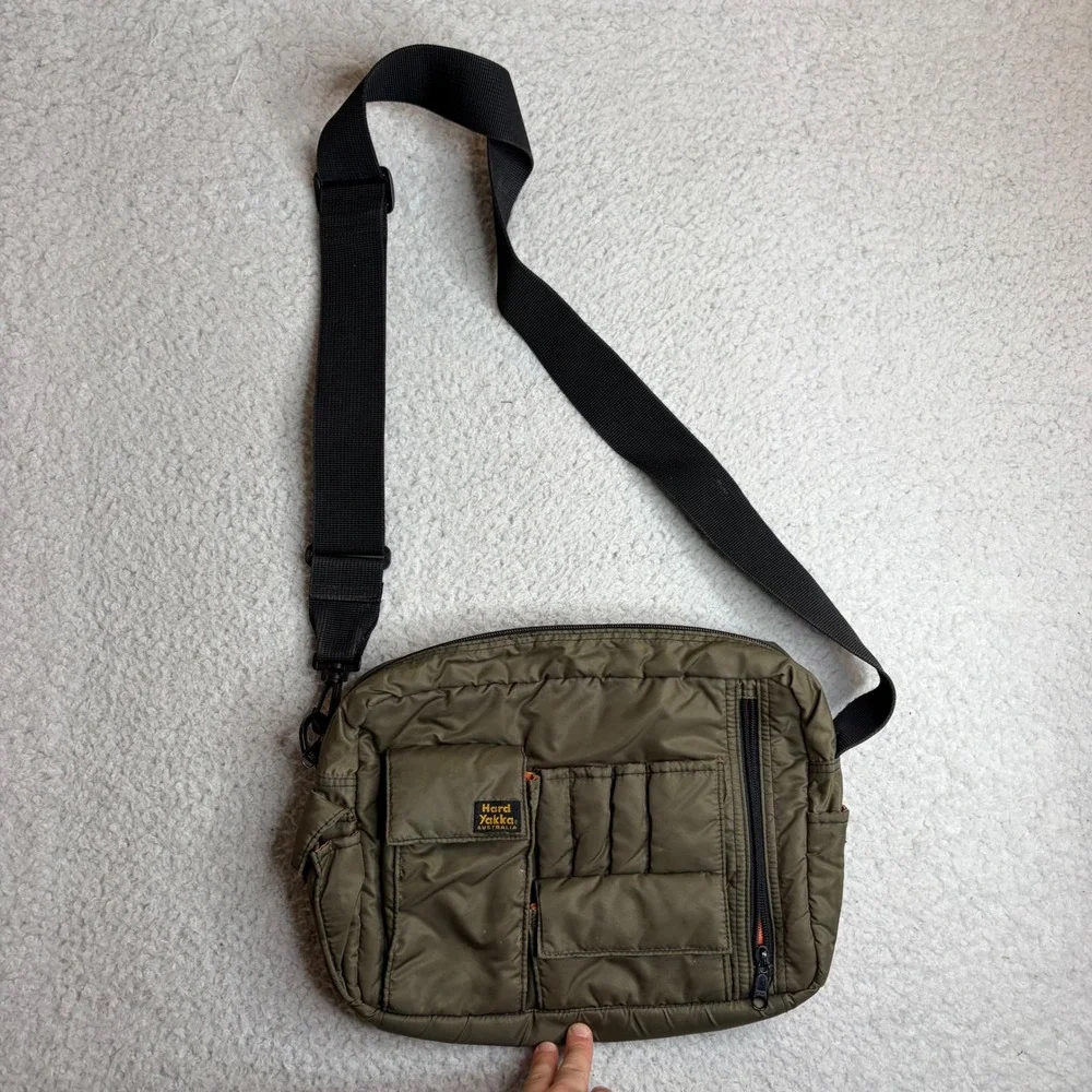Hard Yakka Australia Paratrooper Messenger Bag Olive Green Quilted Y2K Utility