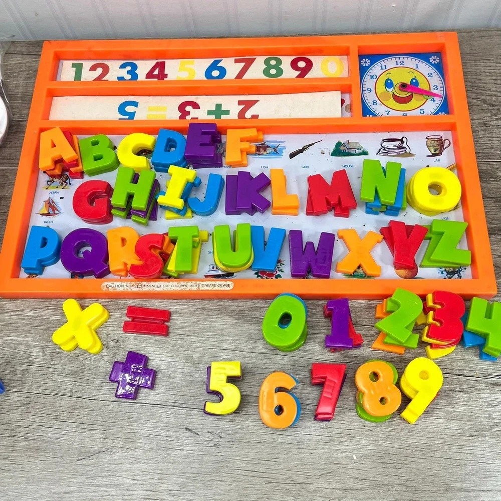 Vintage Educational Magnet Board: Nursery Decor with Letters & Numbers