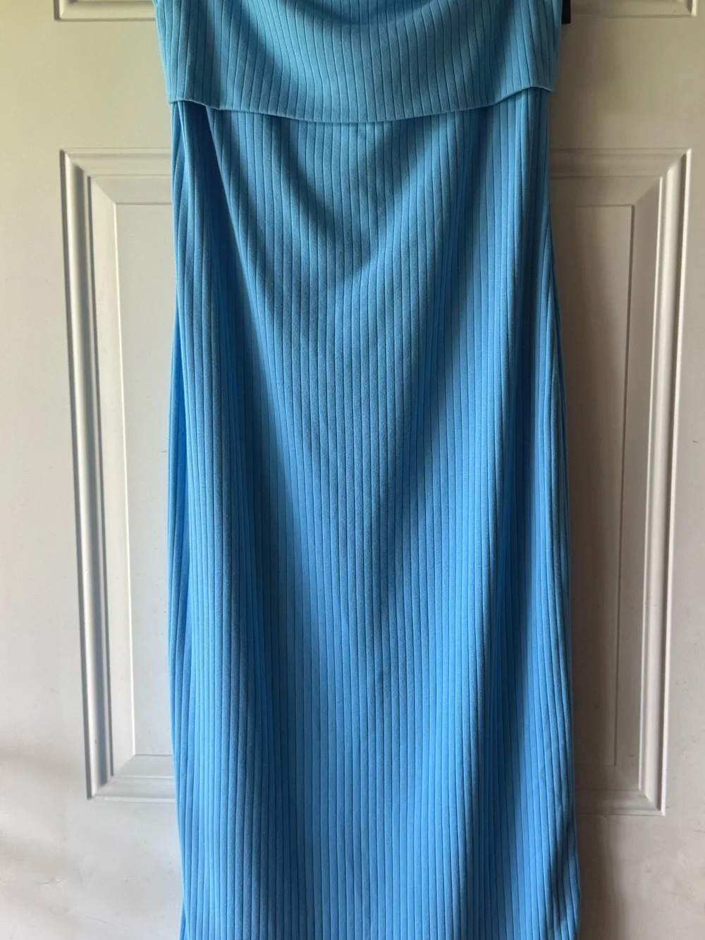 🎯50% OFF! Wild Fable Sky Blue Cotton Midi Ribbed Strapless Dress