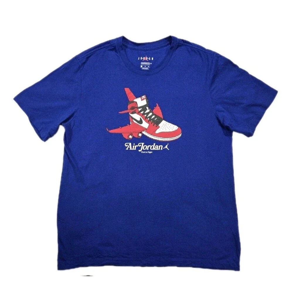 Mens Air Jordan First In Flight Short Sleeve T Shirt Blue XL Jordan 1s