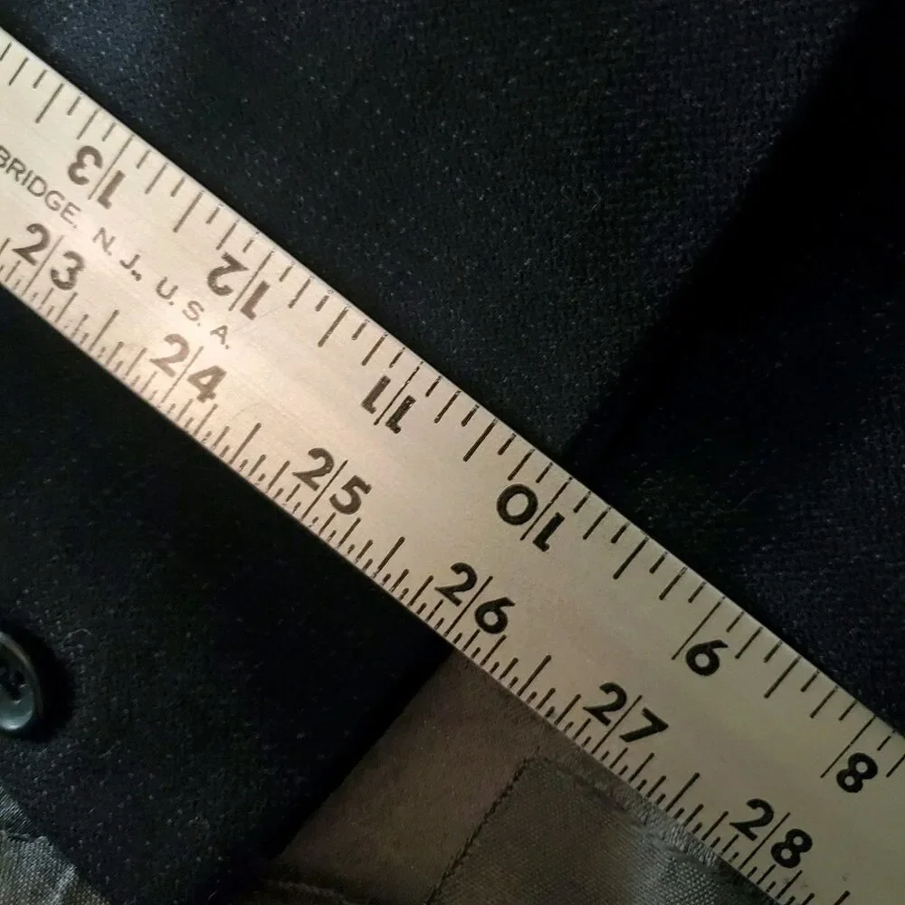 Vintage Pronto Uomo Platinum Mens 48L Black 100% Wool Blazer Sport Coat Jacket