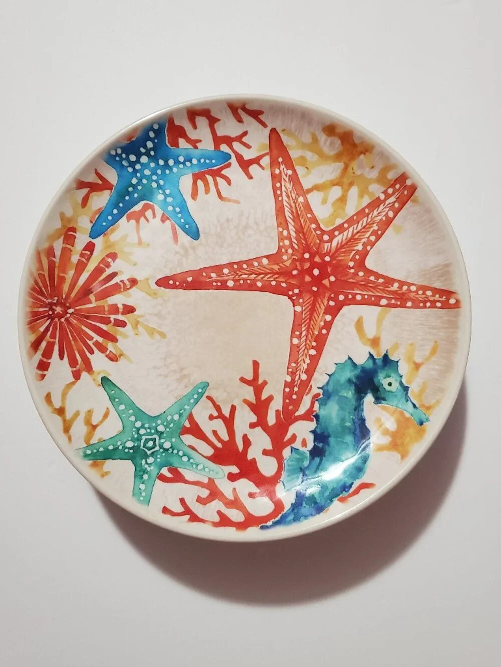 Seahorse Starfish Coral Melamine Set of 9 Plates