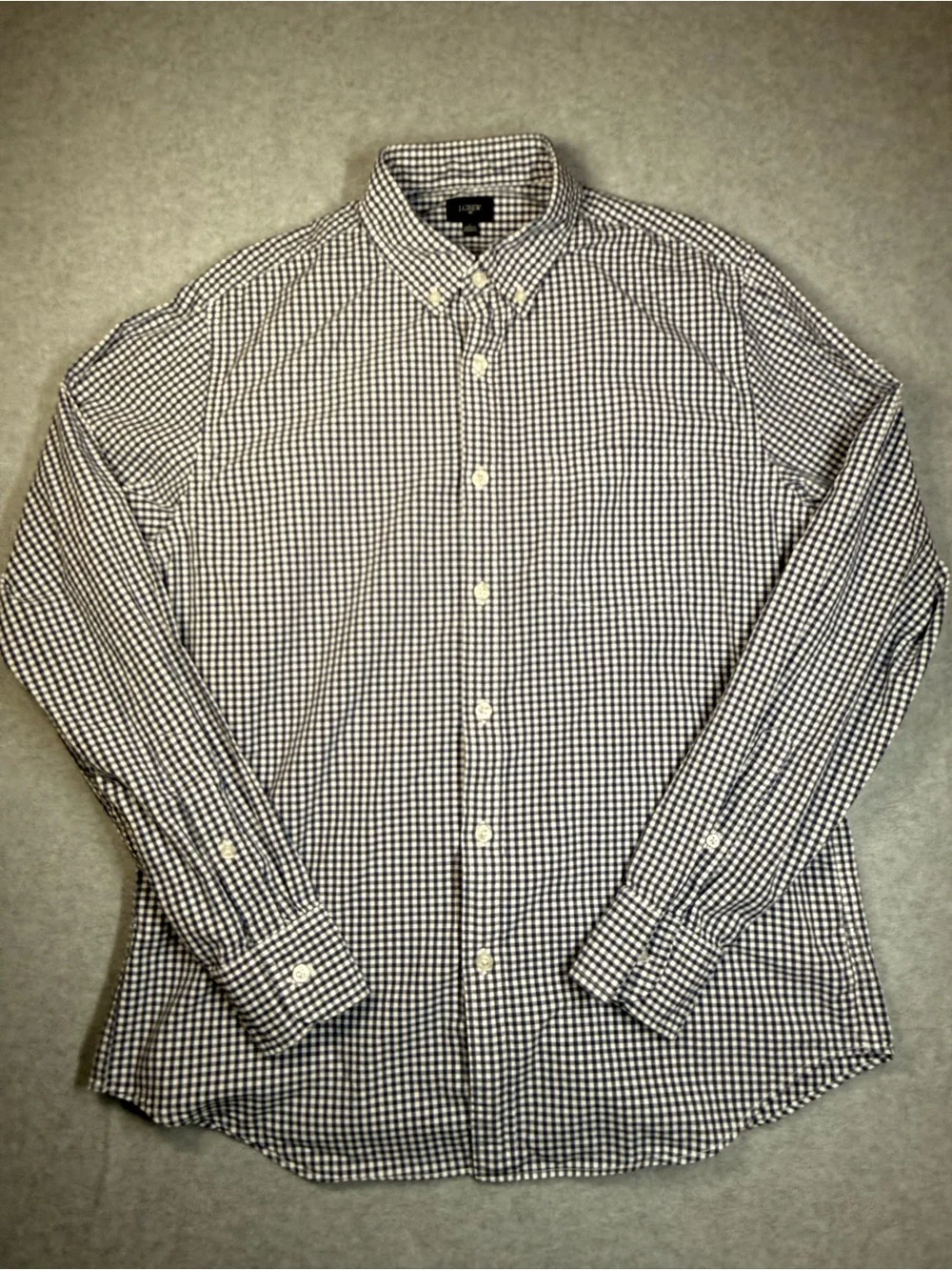 J. Crew Navy and White Gingham Button-Down Shirt