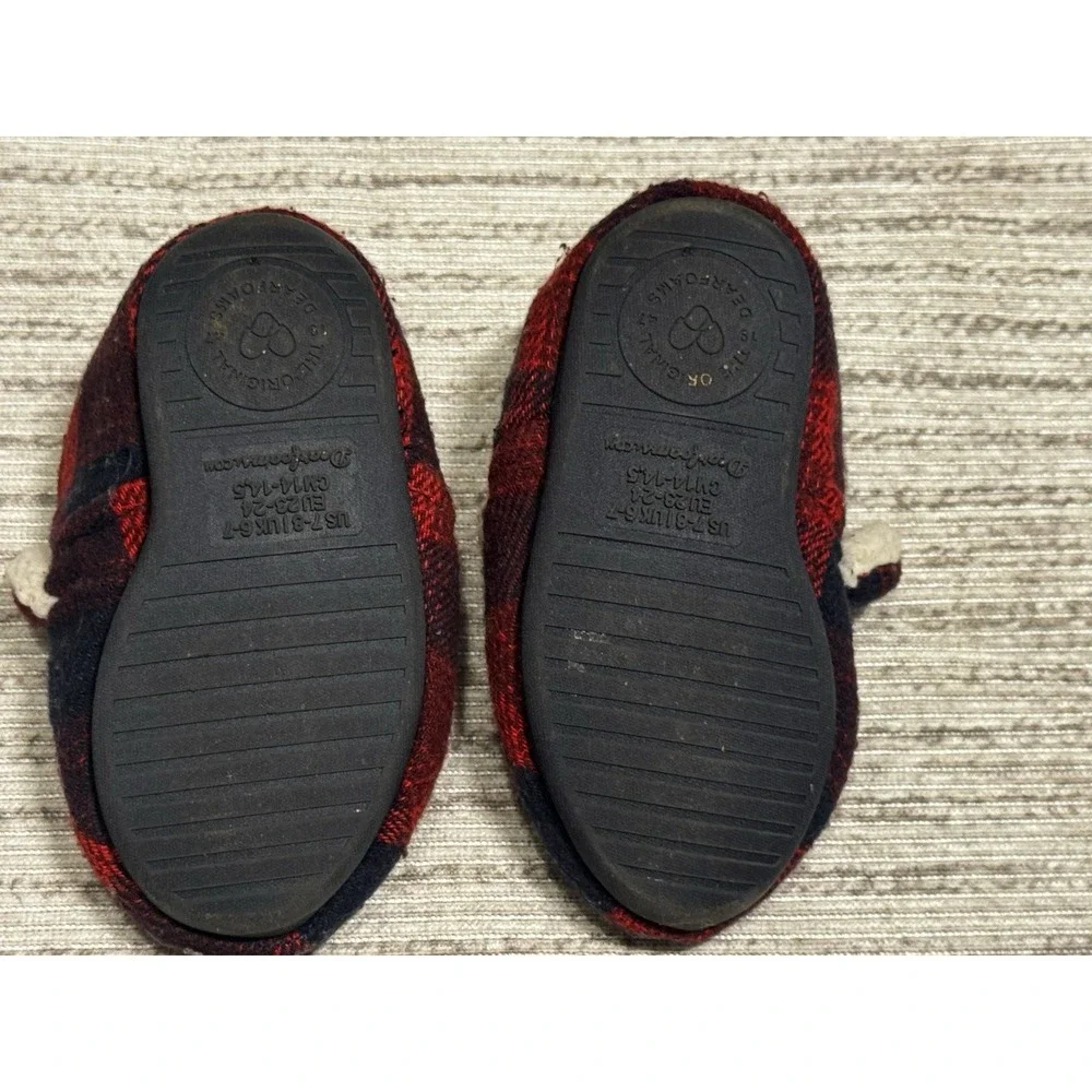 Dearfoams Lil Bear Toddler Slippers Size 7-8 Buffalo Plaid Red Black Cozy