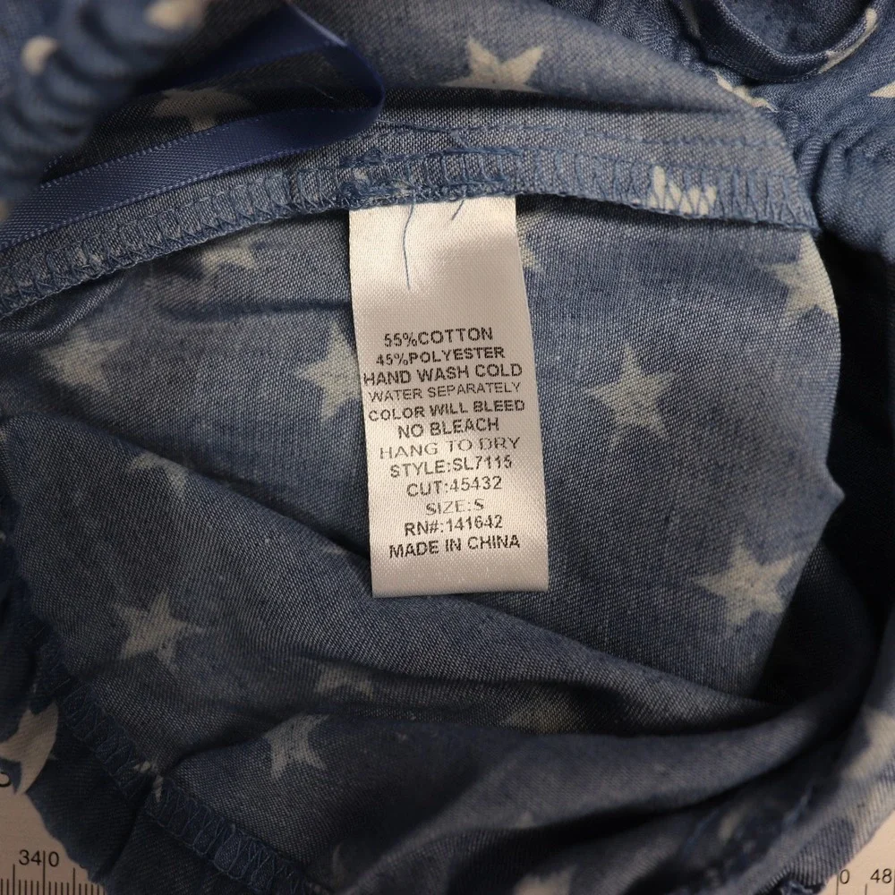 SHE + SKY Light Blue Star Print Drawstring Shorts, Size‎ S