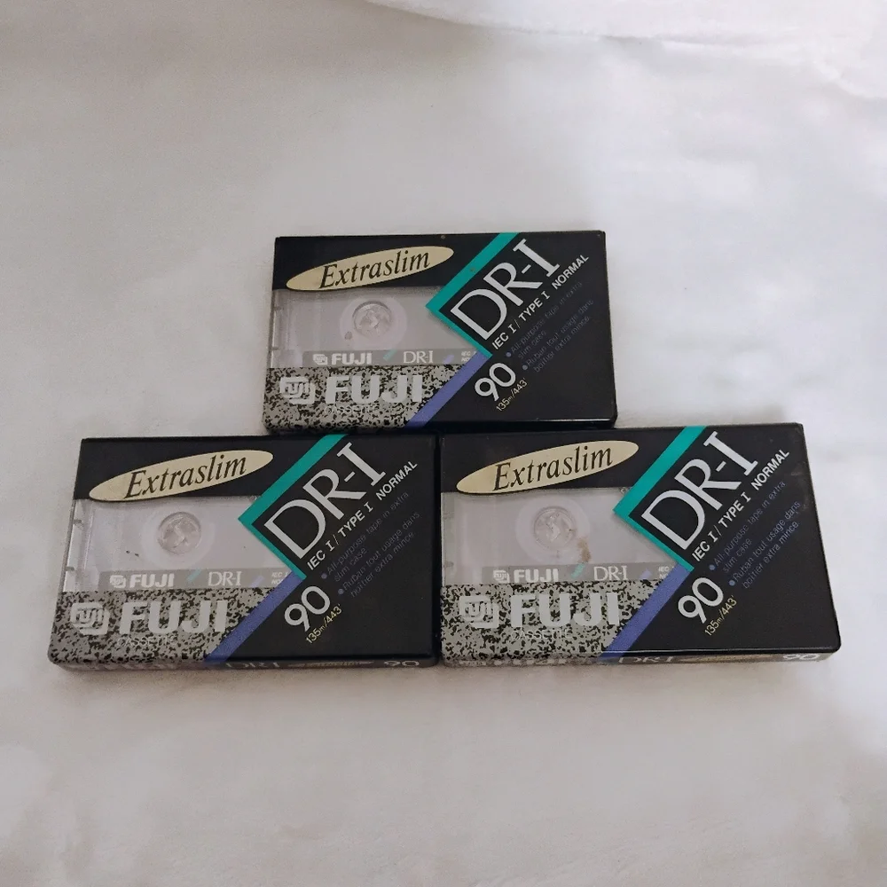3 FUJI DR-I ExtraSlim 90 Minute Blank‎ Cassette Tapes Recording NEW Sealed Lot D