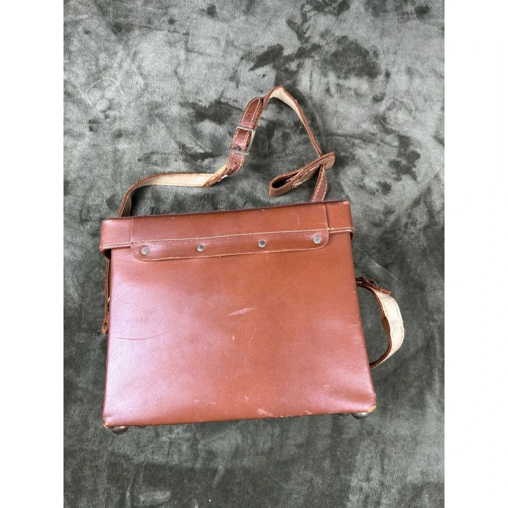 Vintage Top Grain Cowhide Leather Camera Case Satchel USA Brown Shoulder Bag