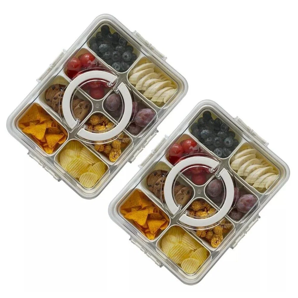 Snackle Box‎ Charcuterie Container 2 Pack Divided Serving Tray with Lid Storage