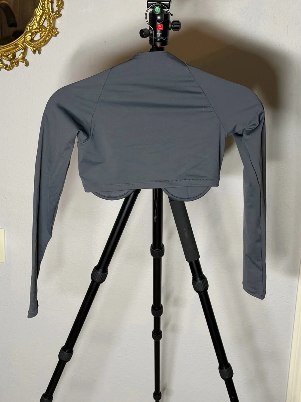 SKIMS Gray Long-Sleeve Swim Top