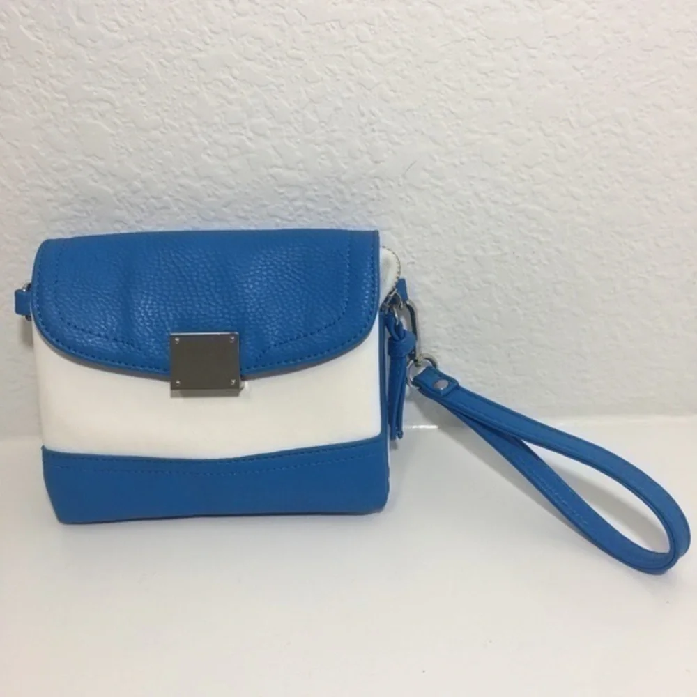 Blue White Wristlet Charming Charlie Clutch Bag