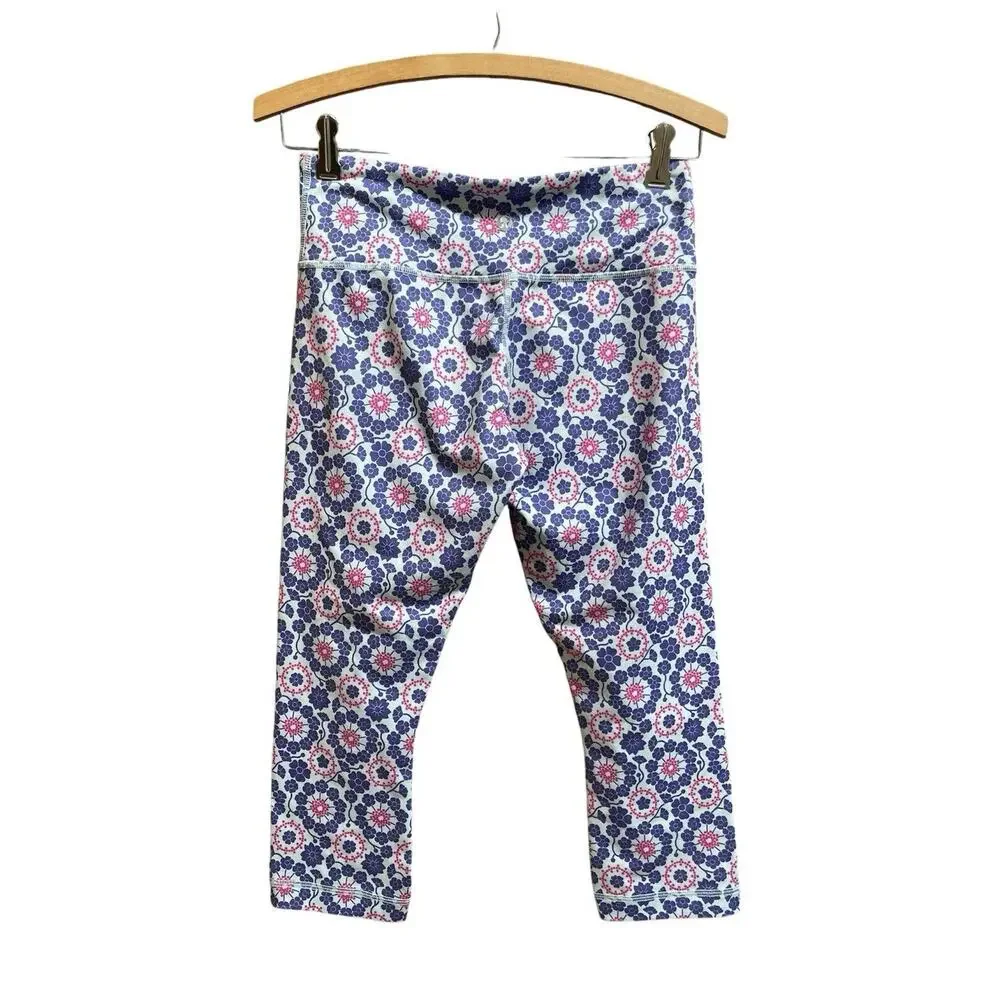 Lululemon Wunder Under Twiggy Crop 6 Pants Purple Pink Aquamarine Floral‎