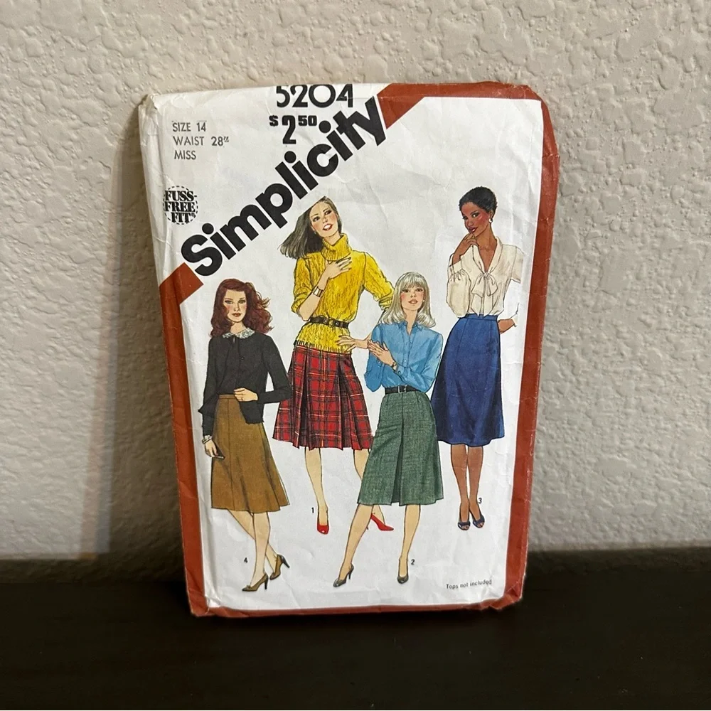 Vintage Sewing Pattern Simplicity Skirt Blouse Miss Size 14 Waist 28 1980 80s
