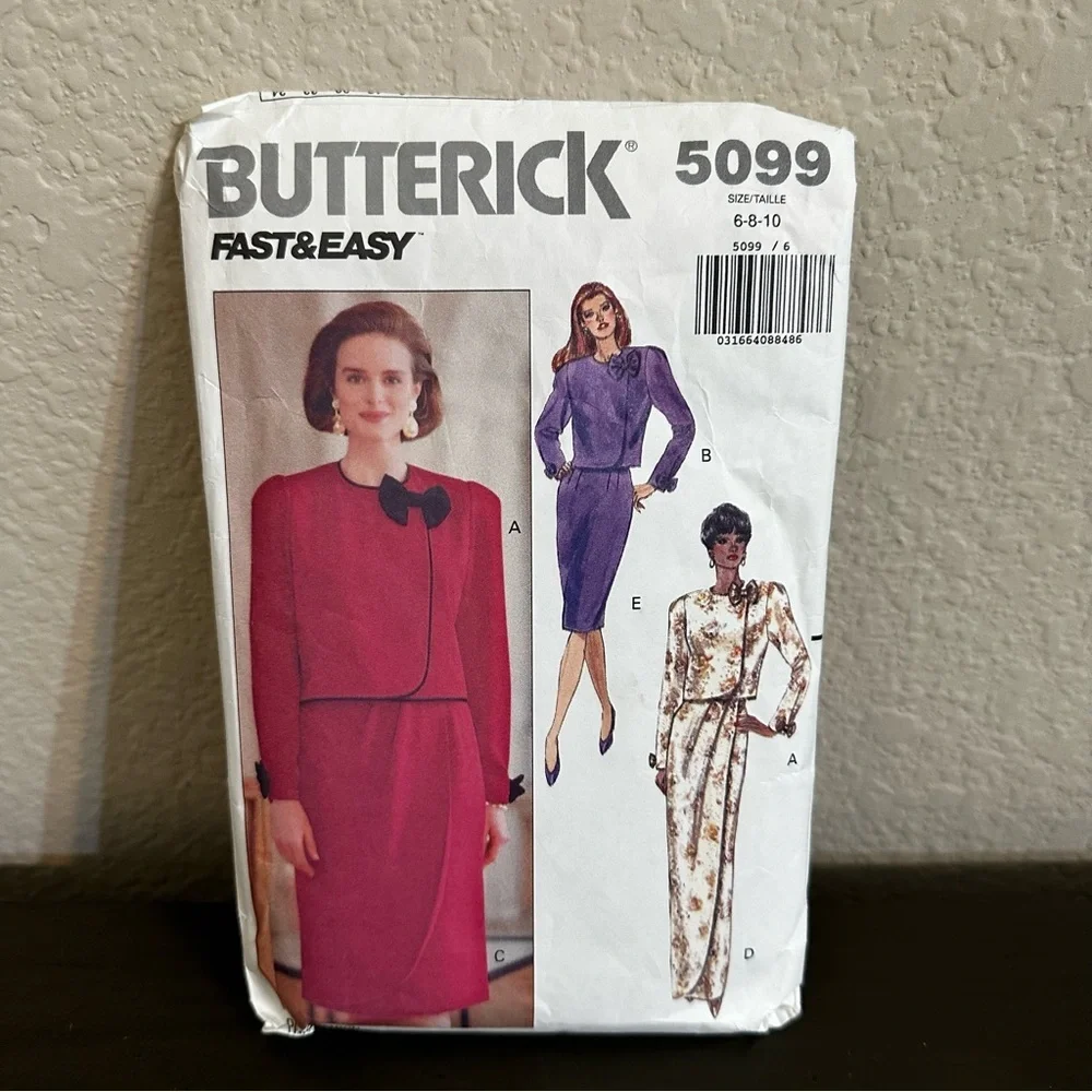 Vintage Sewing Pattern Butterick Fast & Easy Dress Skirt Top 1990s 90s