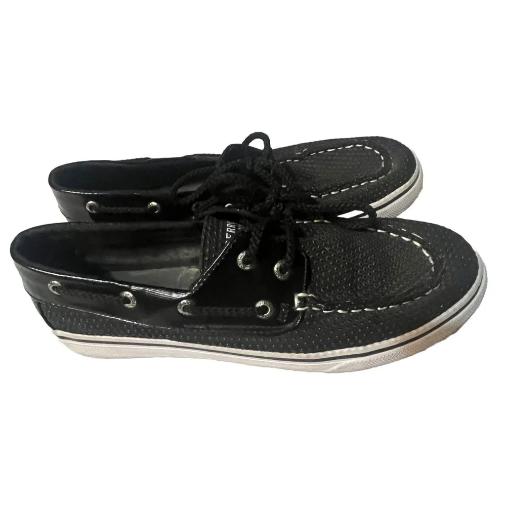 Shoes Mens SPERRY YG50797 Bahama Black / Black‎ Dot US Size 5 EUC