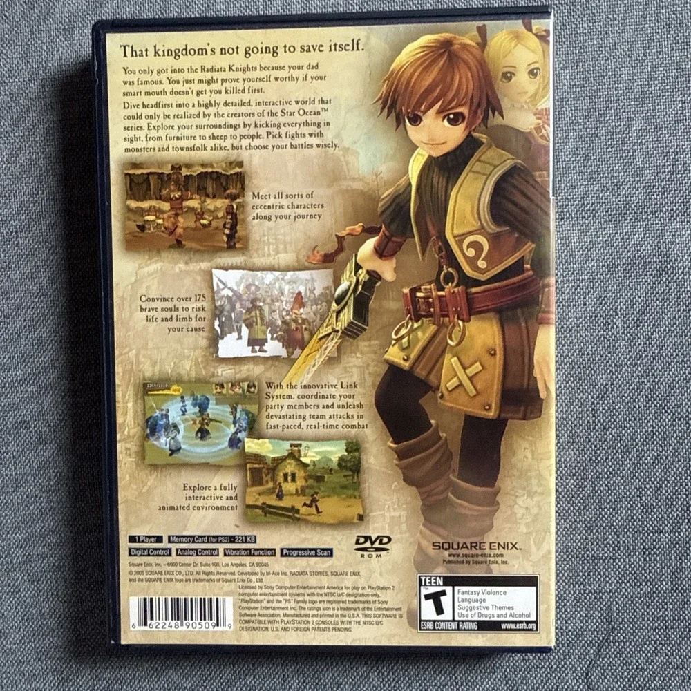 Square Enix Radiata Stories Sony PlayStation 2 2005‎ Role Playing T Rated