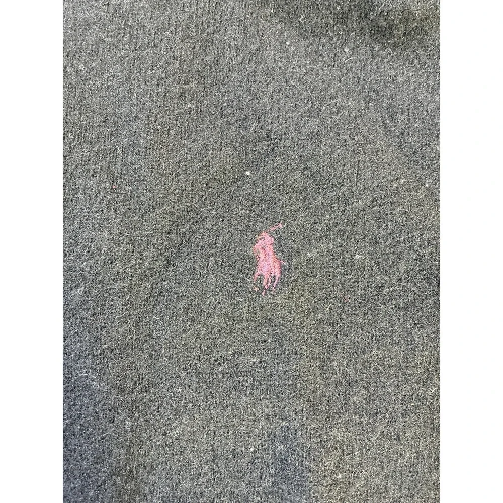 Vintage Polo Ralph Lauren Lambswool Sweater Large Black Quarter Button Pink Pony