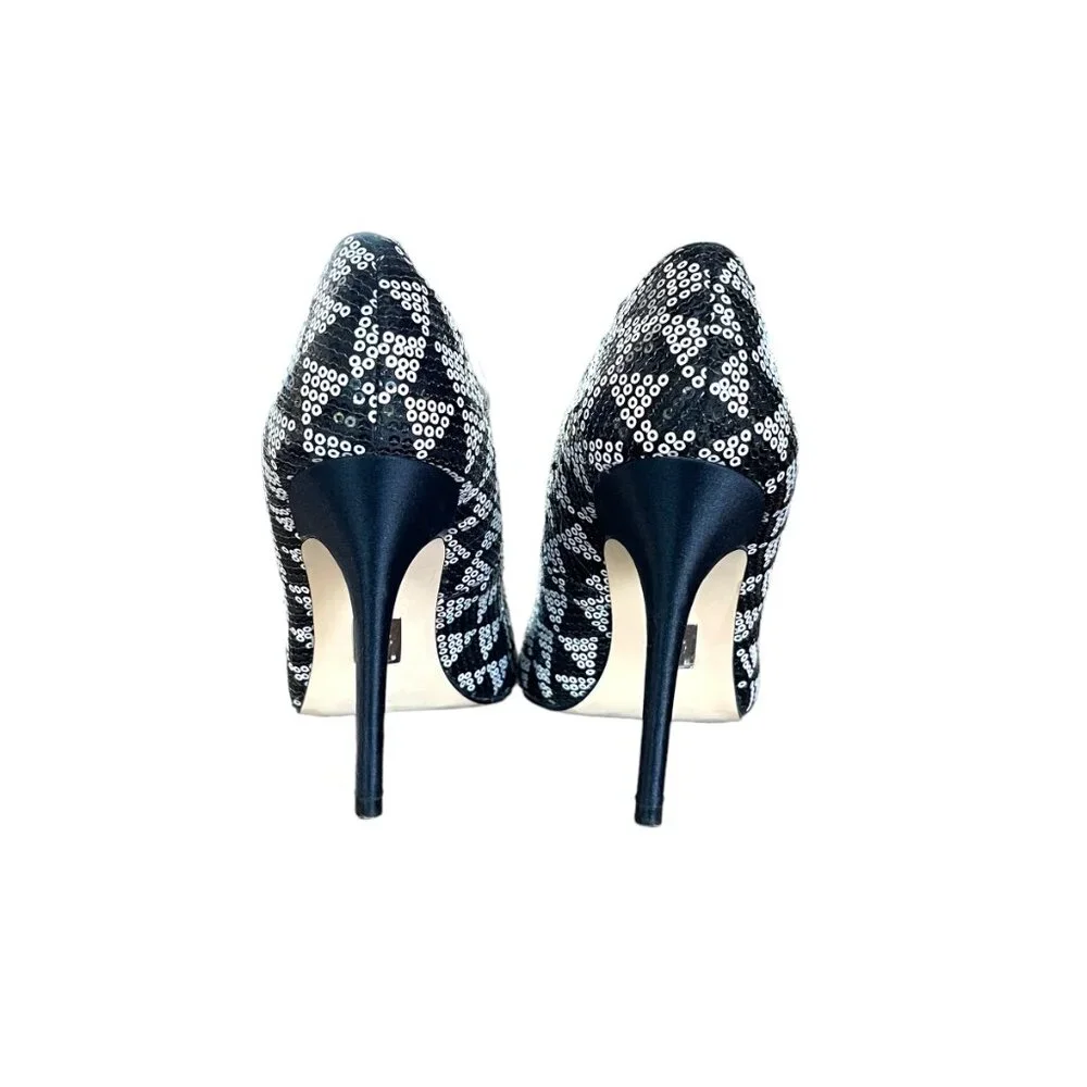 Truth or Dare by Madonna Black and White Sequin Pumps‎