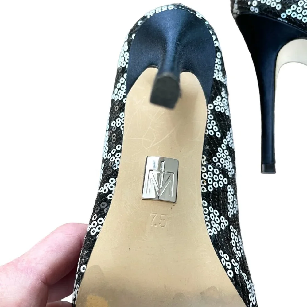 Truth or Dare by Madonna Black and White Sequin Pumps‎