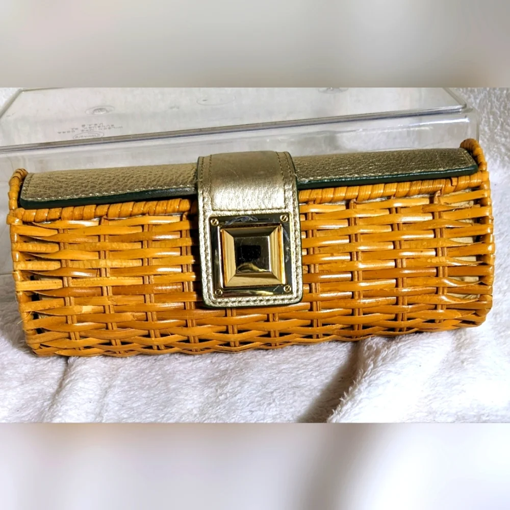 Women's MICHAEL‎ Michael Kors unique wicker and gold leather clutch