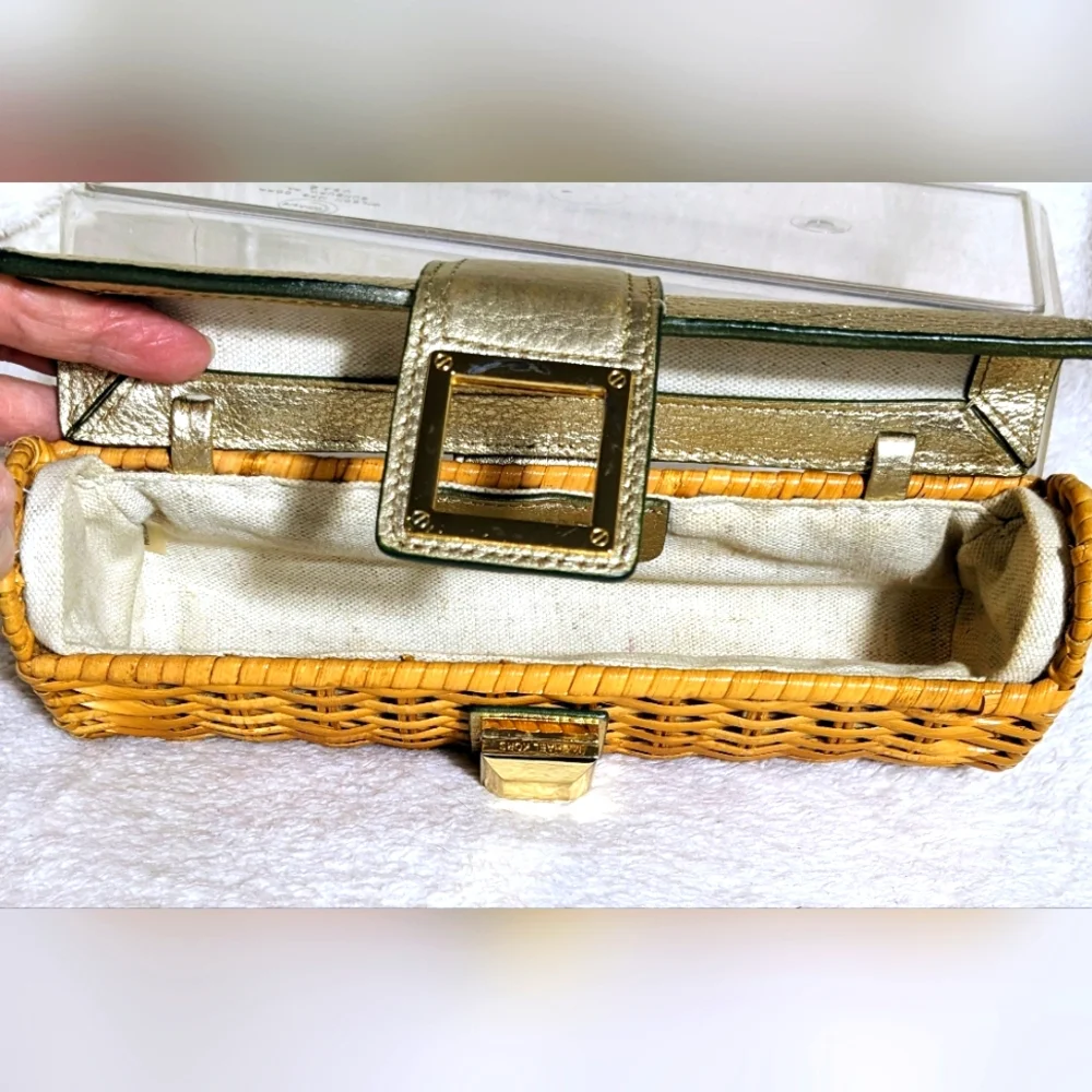 Women's MICHAEL‎ Michael Kors unique wicker and gold leather clutch