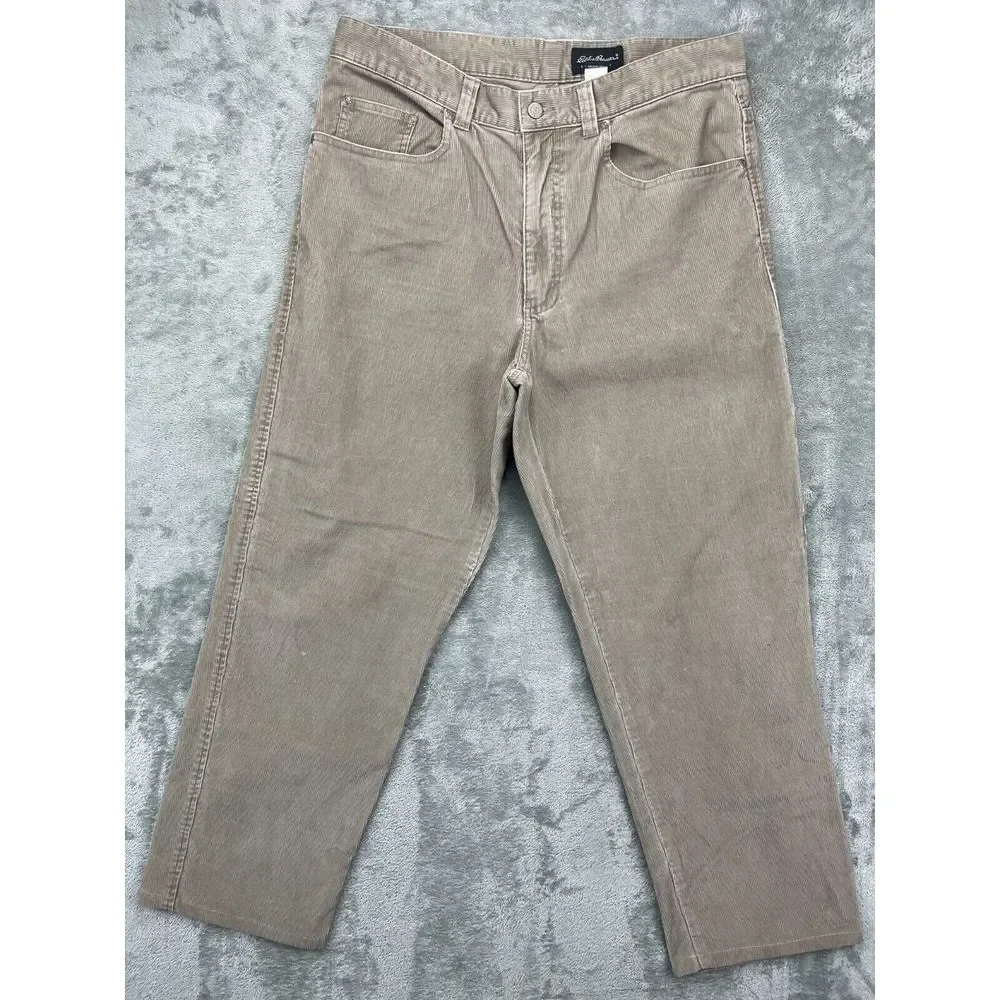 Eddie Bauer‎ Men's Corduroy Jeans 36x32 (Real 36x29) Grayish Tan Tapered