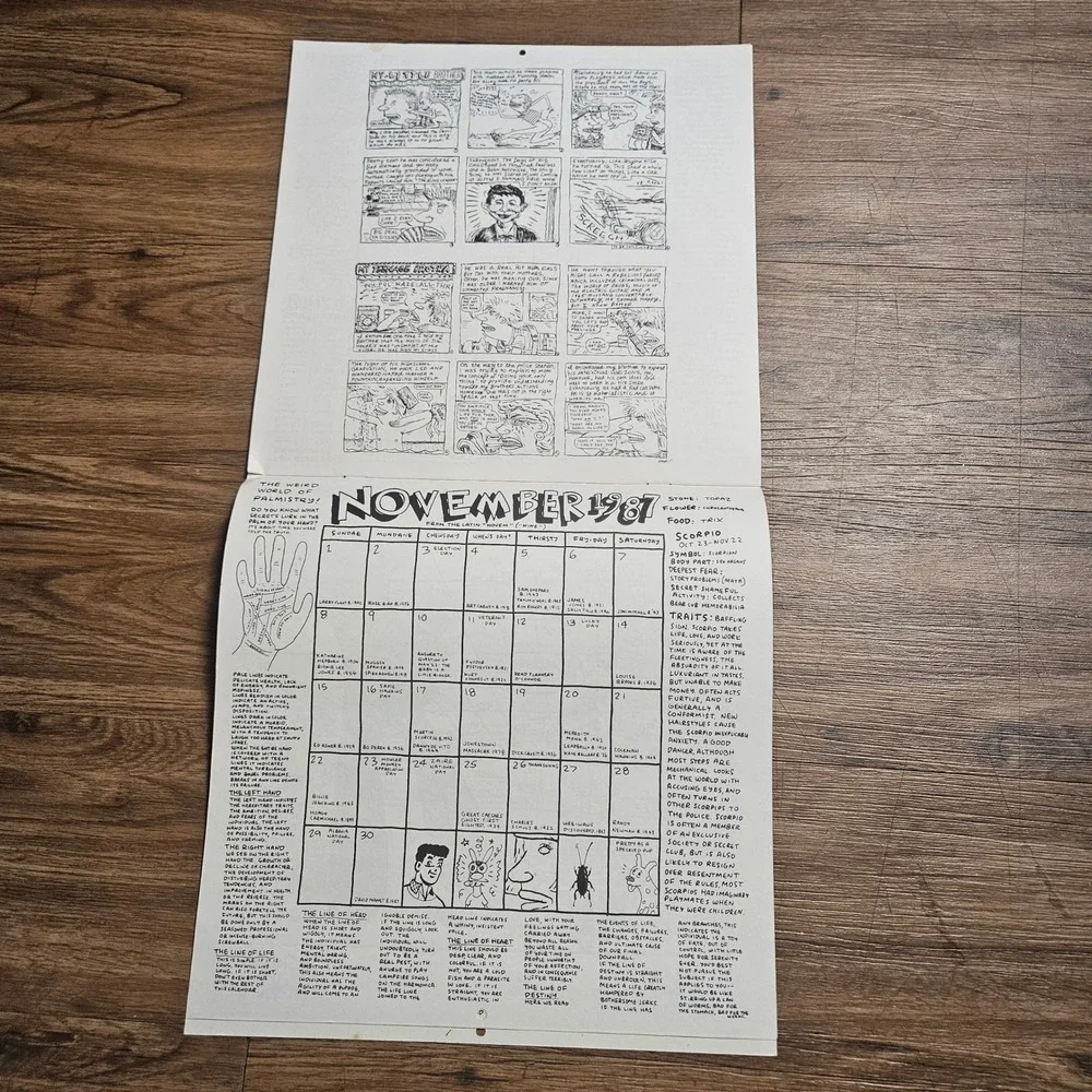Vintage 1987 Lynda Barry Matt Groening Funky World Fun Calendar Illustrated Rare