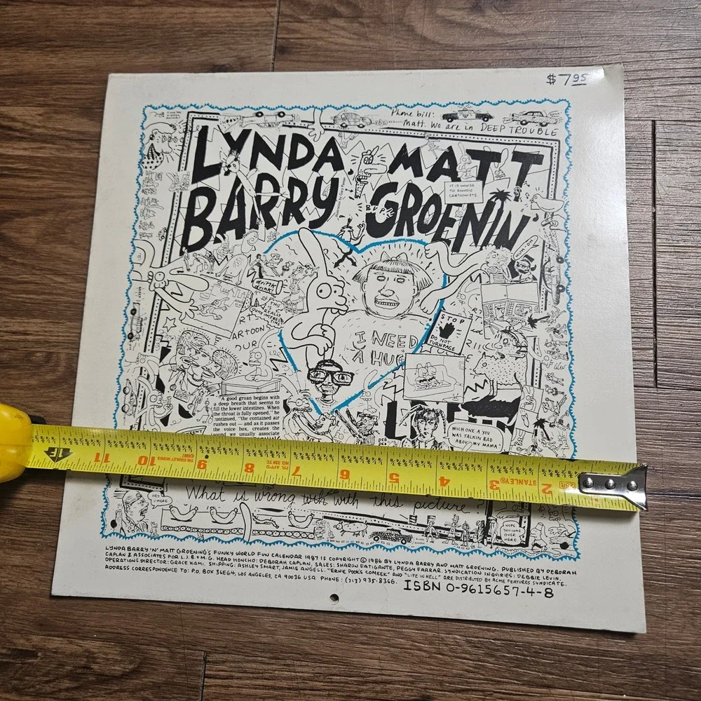 Vintage 1987 Lynda Barry Matt Groening Funky World Fun Calendar Illustrated Rare