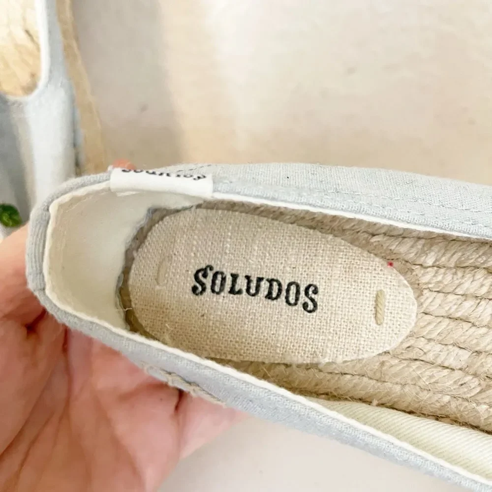 SOLUDOS platform espadrille flats embroidered lemons Size 9.5