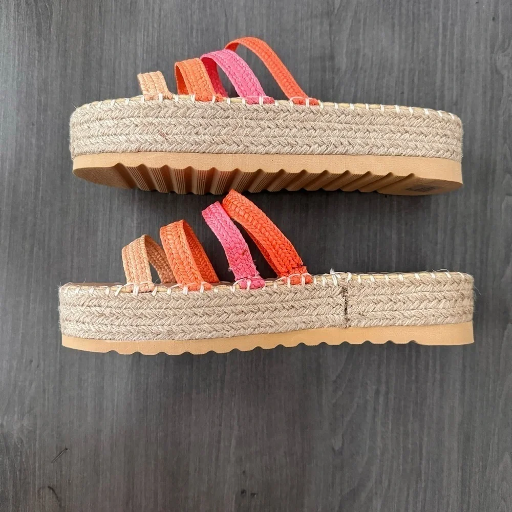 L Space Matisse raffia Gwen platform sandals multicolor NWT Size 9
