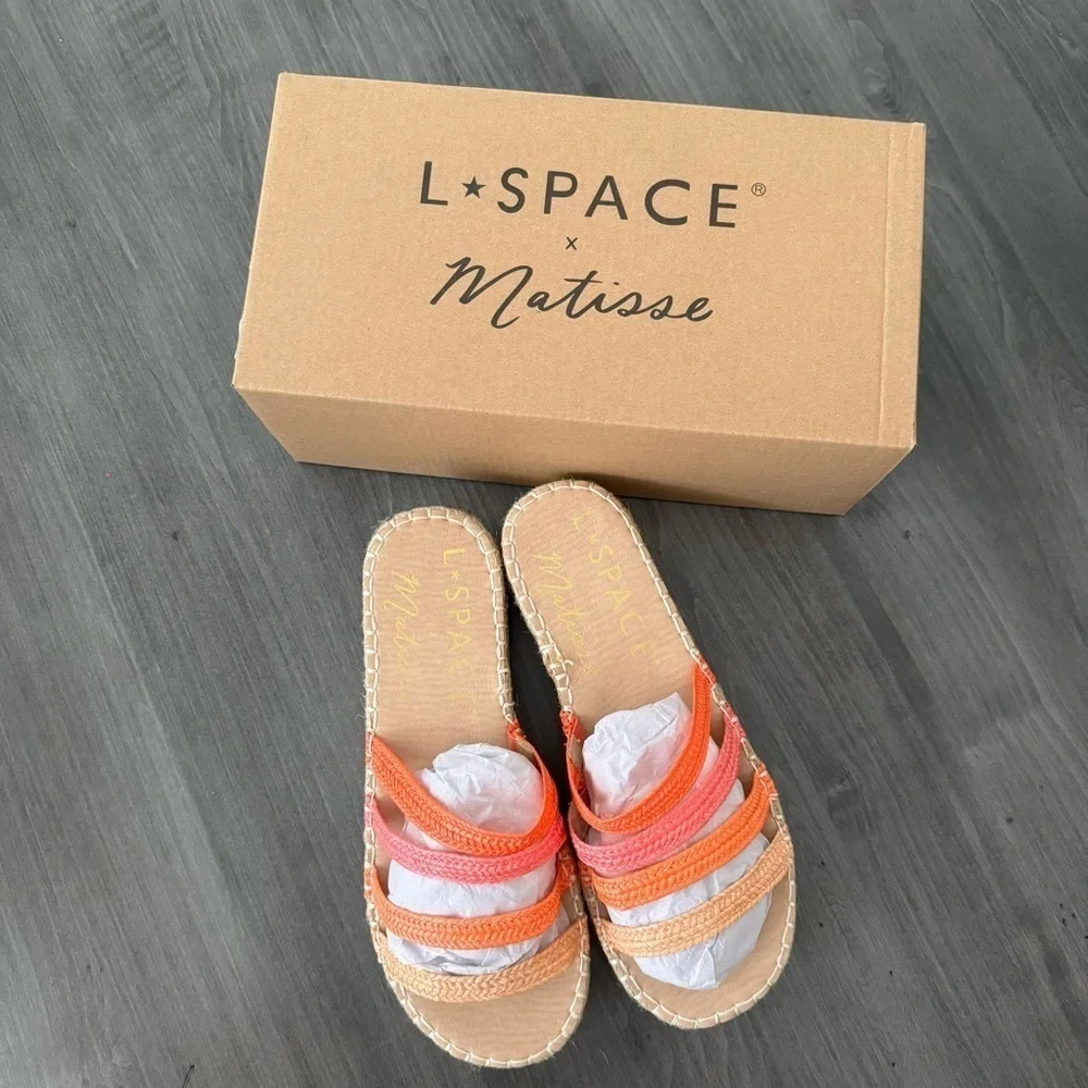 L Space Matisse raffia Gwen platform sandals multicolor NWT Size 9
