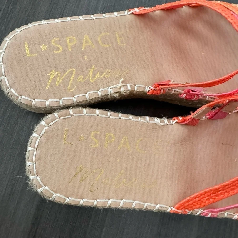 L Space Matisse raffia Gwen platform sandals multicolor NWT Size 9