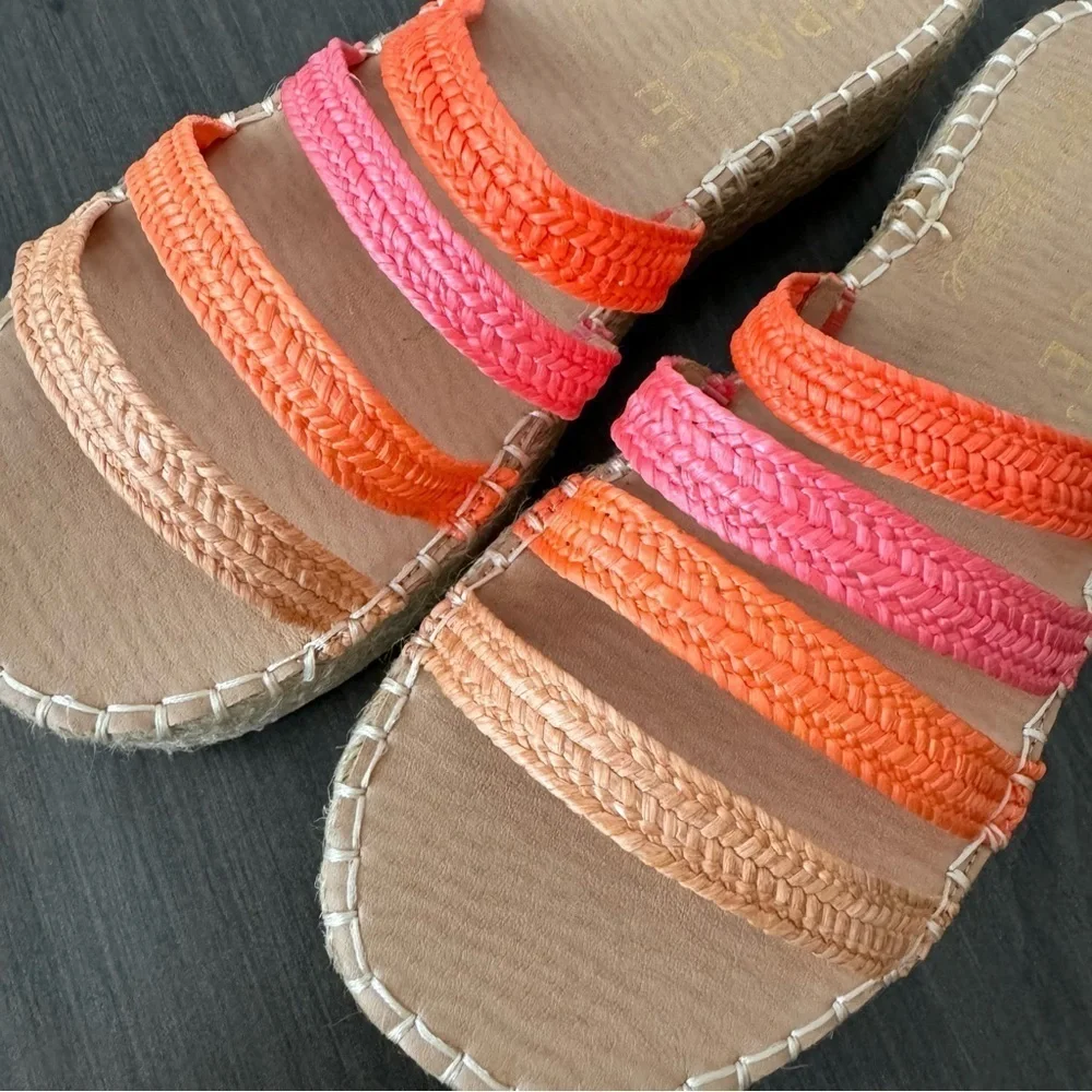 L Space Matisse raffia Gwen platform sandals multicolor NWT Size 9