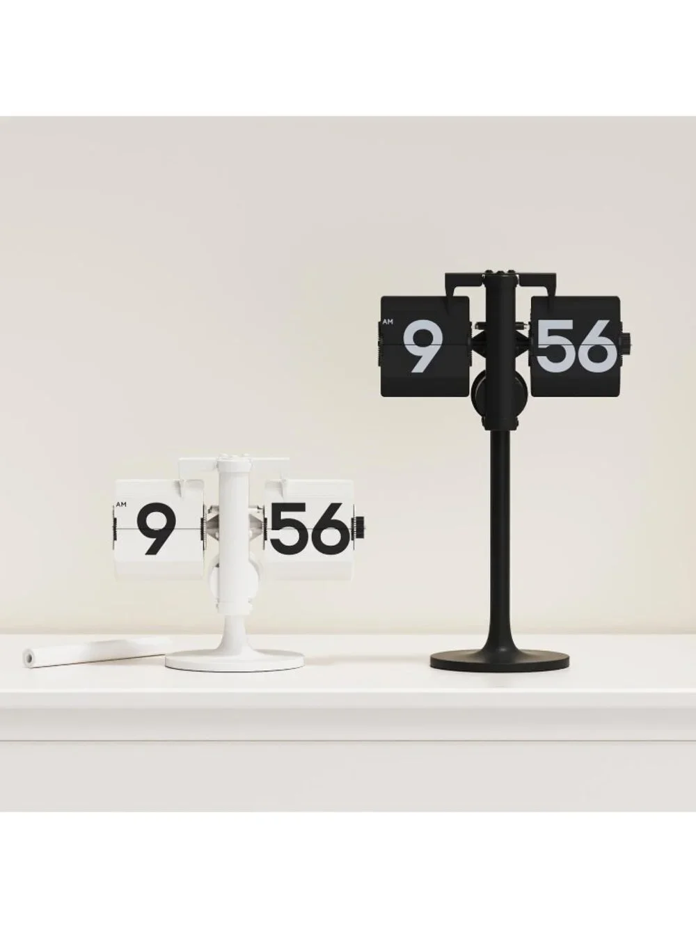 Home Black Analog Quartz Large Number Adjustable Vintage Design Flip Desk Clock