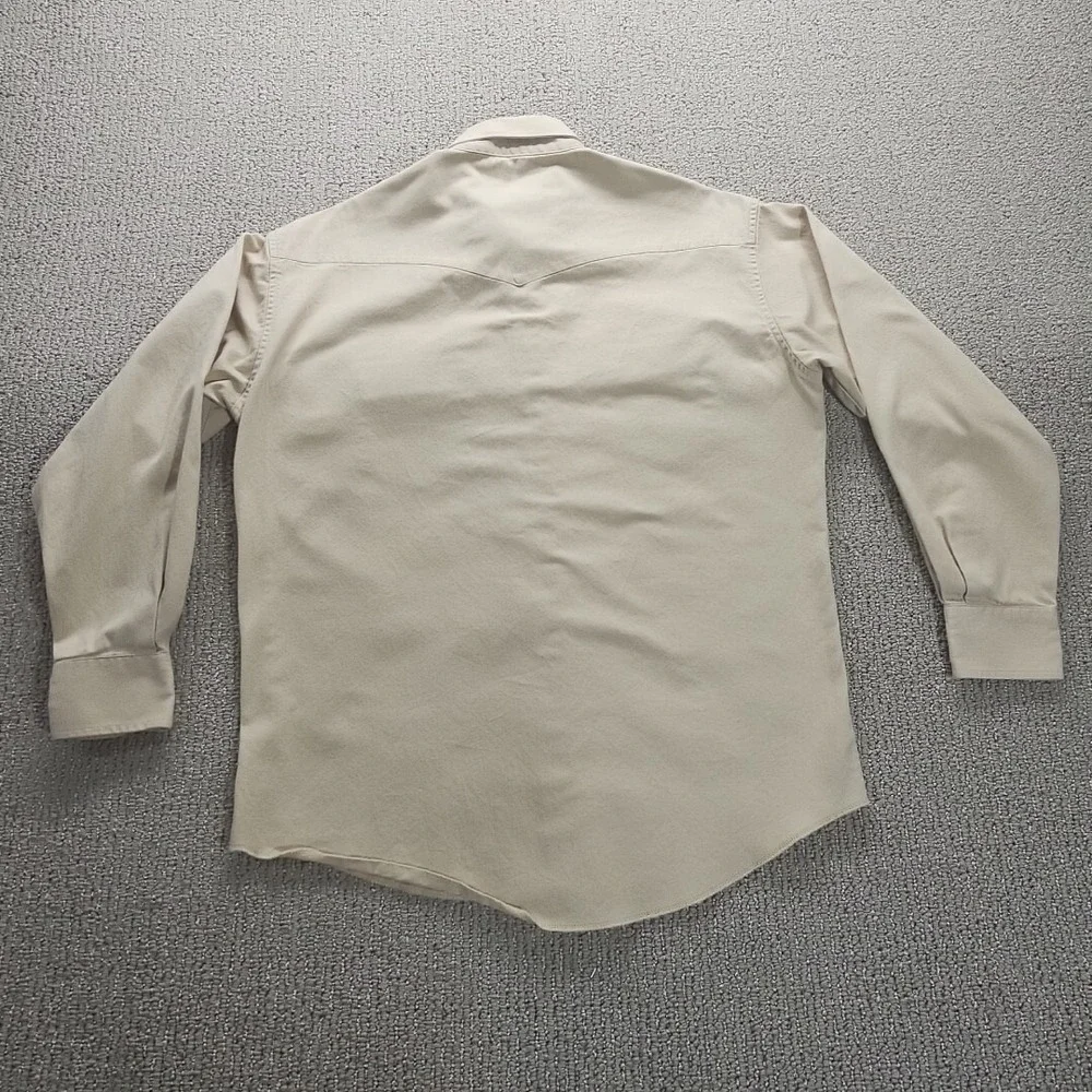 Wrangler Shirt Mens Extra Large No Size Tag Western Beige Button Twill See Meas‎
