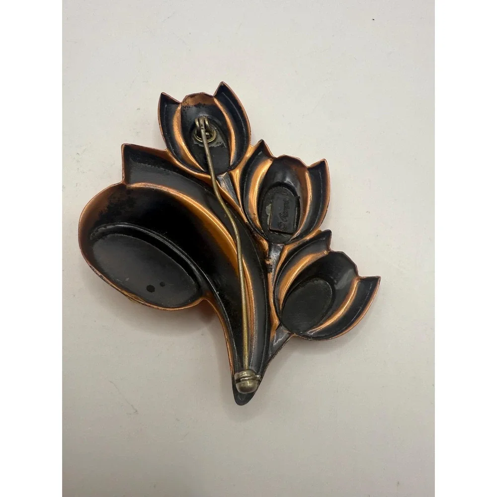 Renoir Copper‎ Tulip Brooch Mid Century Modern Floral Vintage Pin