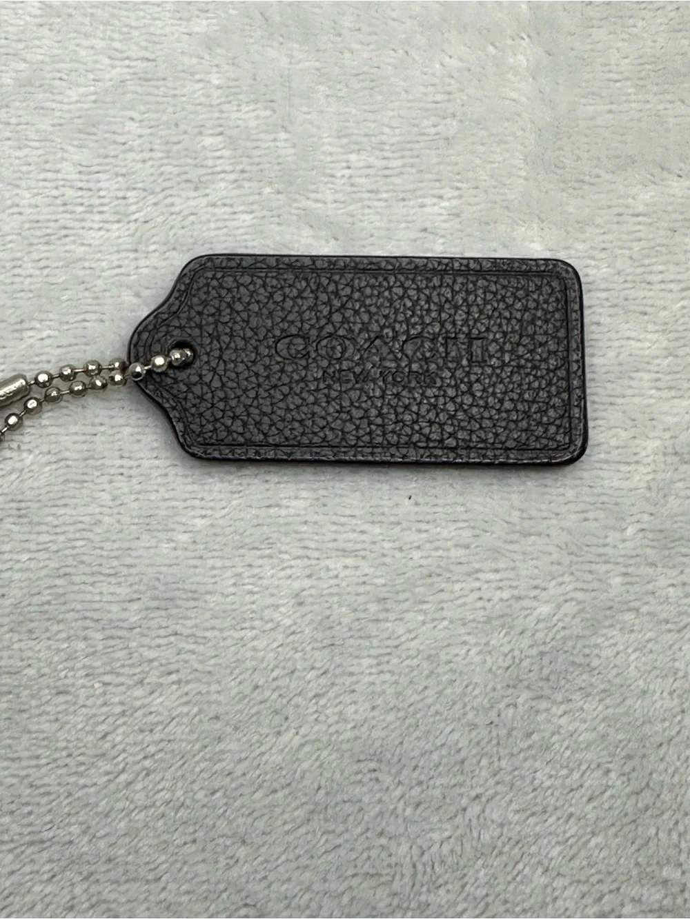 Coach Black Pebbled Leather Hang Tag Bag Charm Keychain Replacement