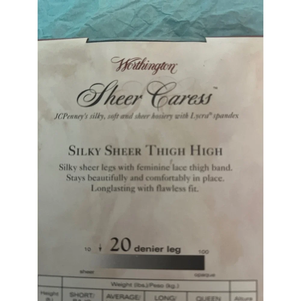 Worthington Sheer Caress Thigh High Stockings Off Black Short Lace Top 20 Denier