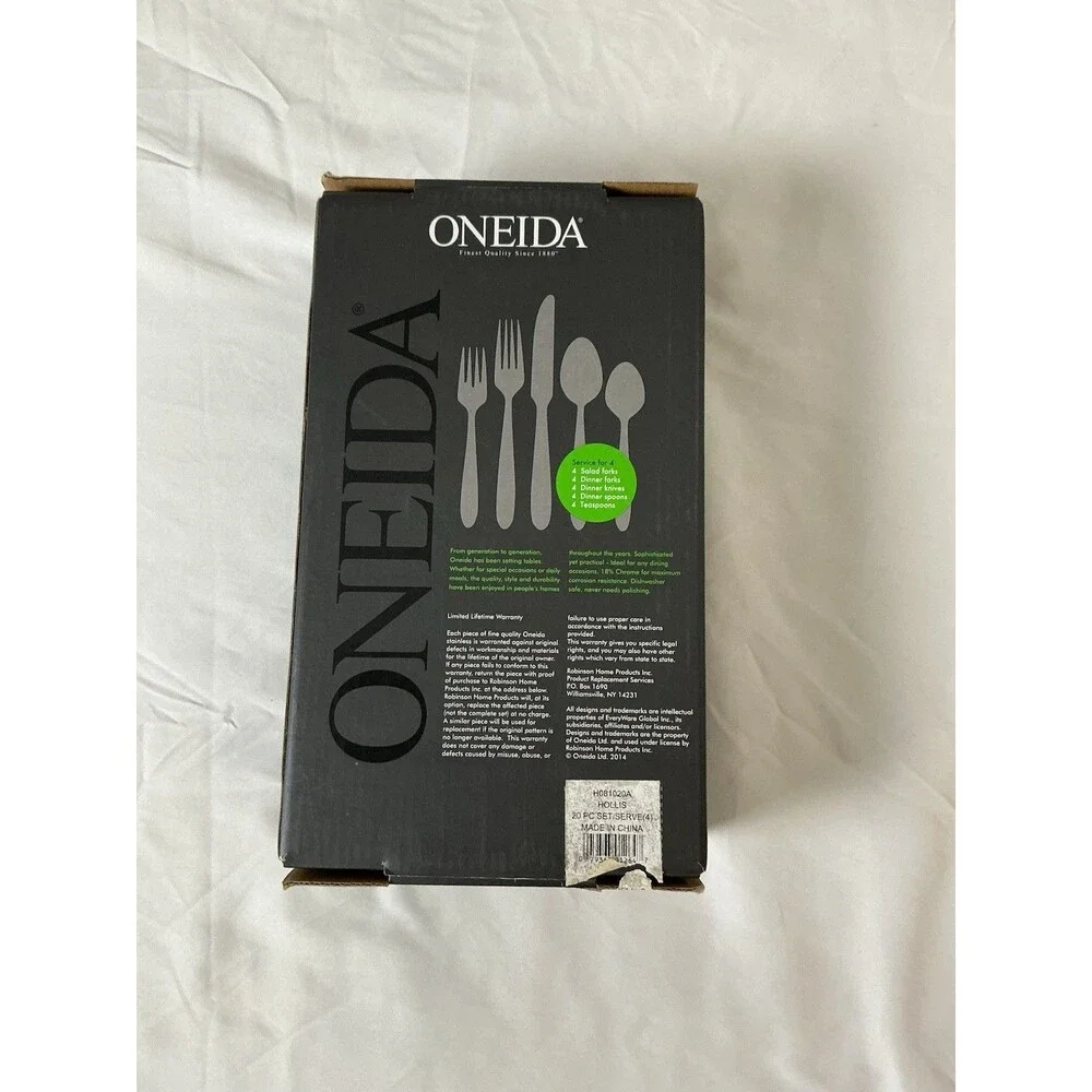 Oneida Hollis 20-Piece Stainless Steel Flatware Set Service for 4