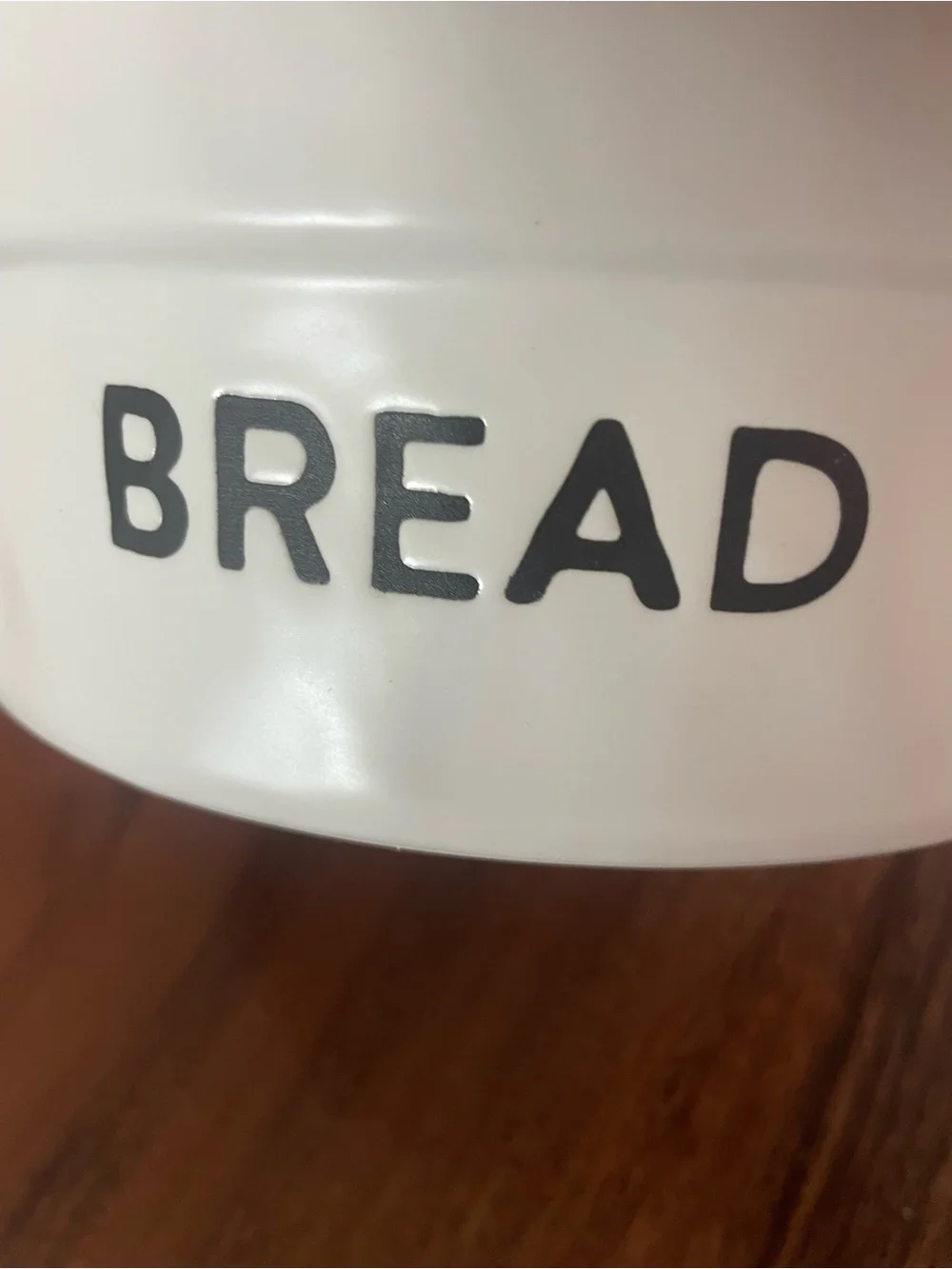 White Ceramic Bread Crock with Black Lettering