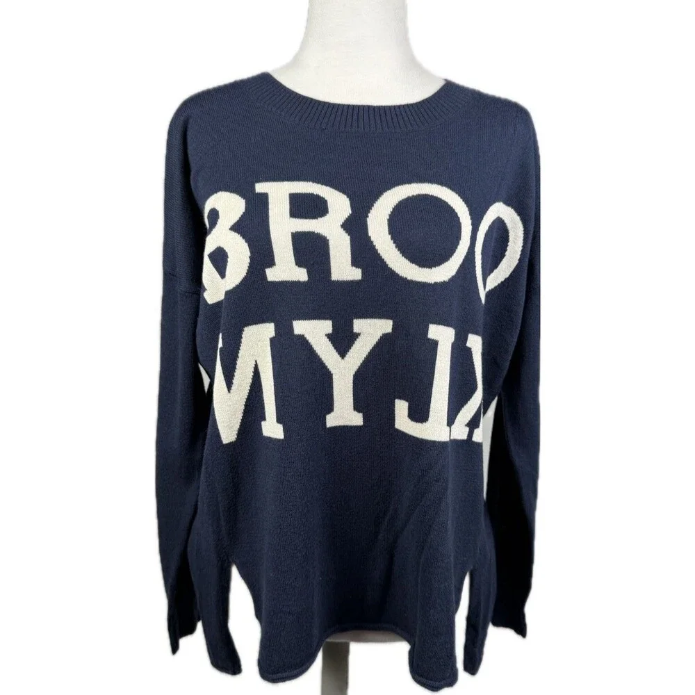EUC Central Park West 'Brooklyn' Blue Crew Neck Oversized Sweater Tunic Sz S