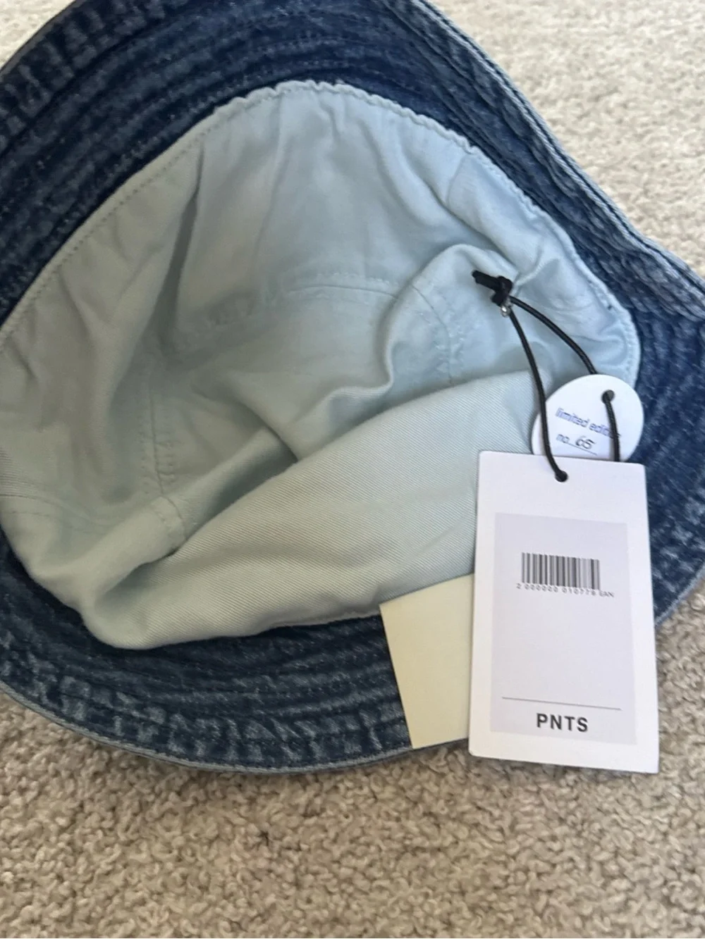 NWT PNTS Vintage/Medium Washed Denim Cotton Bucket Hat Smiley Face Logo