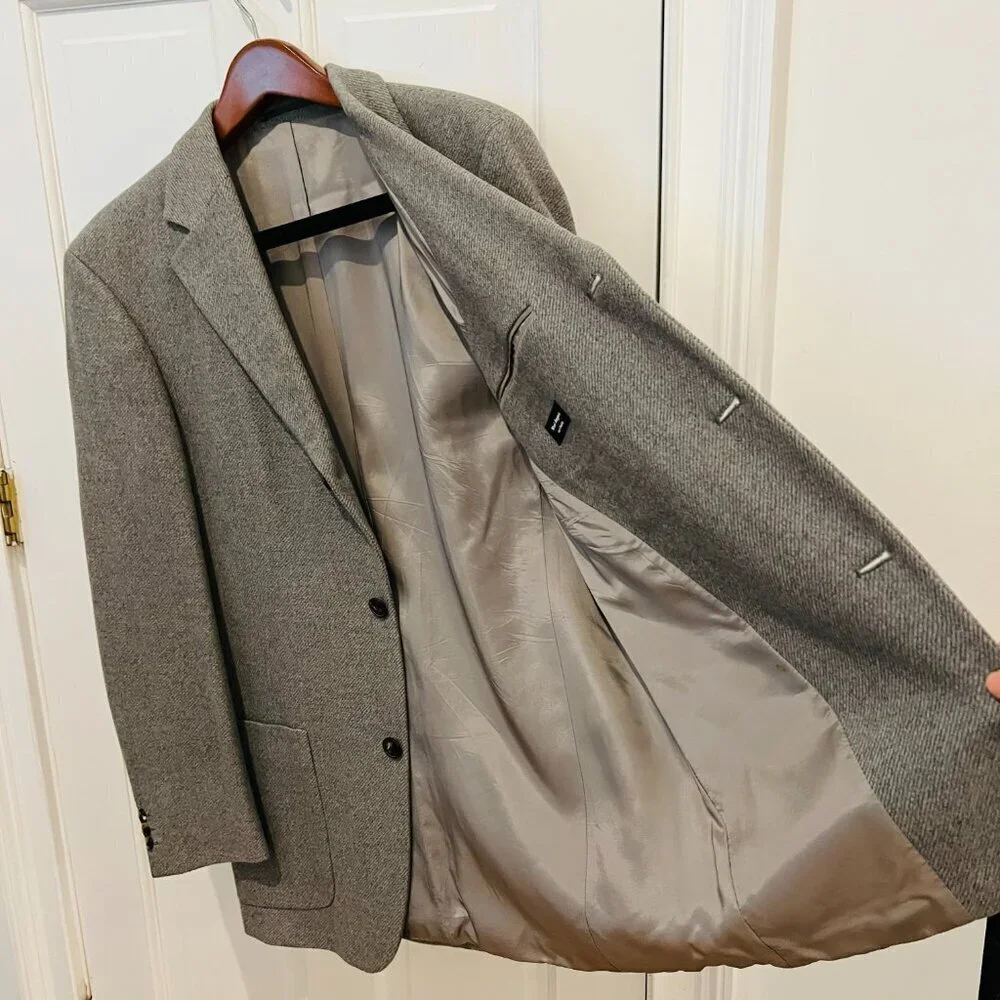 Hugo Boss Baldessarini Sport Coat 42 R Gray Wool Angora 3 Button