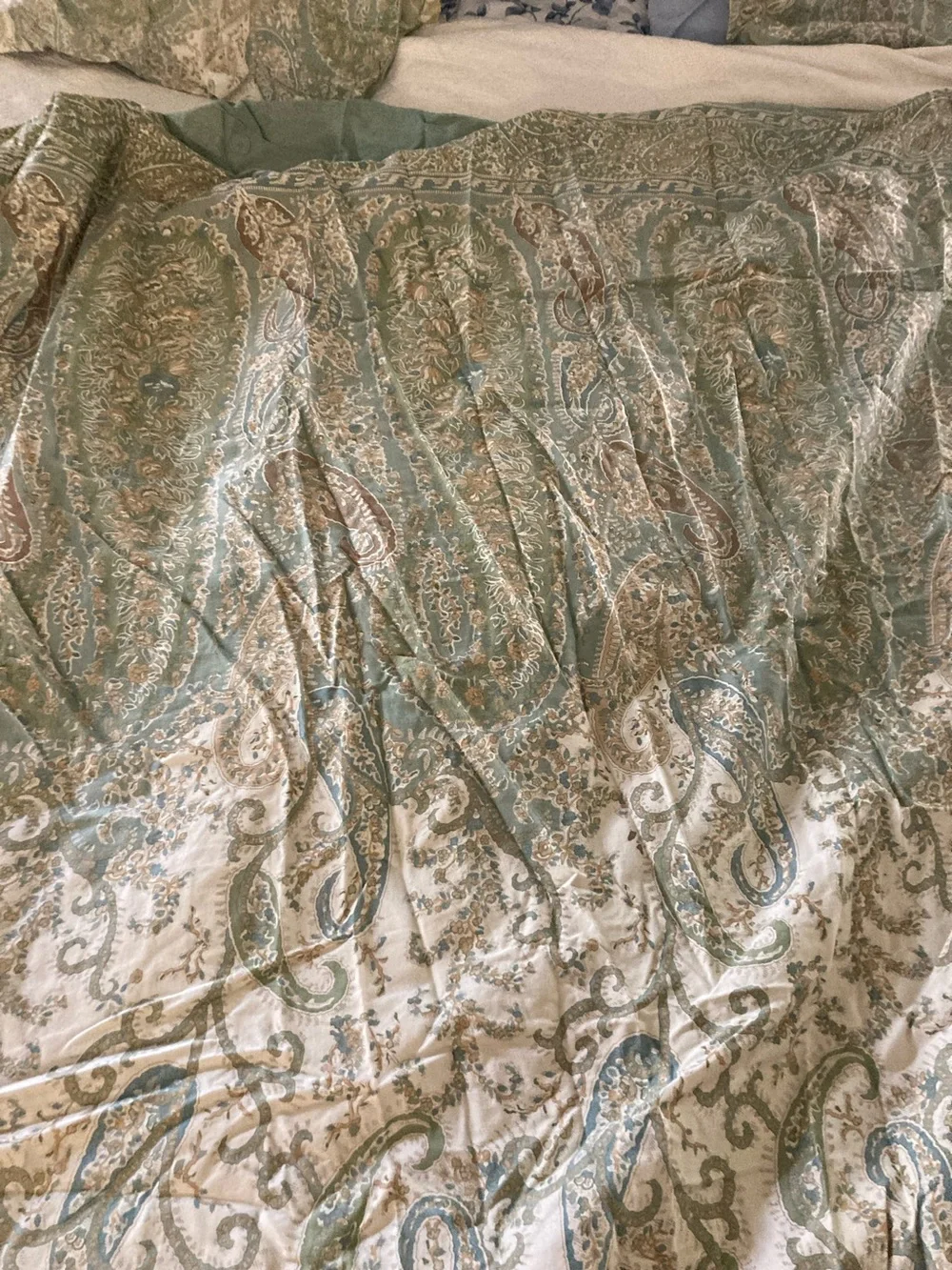 Pottery barn Green Paisley Home full/queen duvet and pillow shams