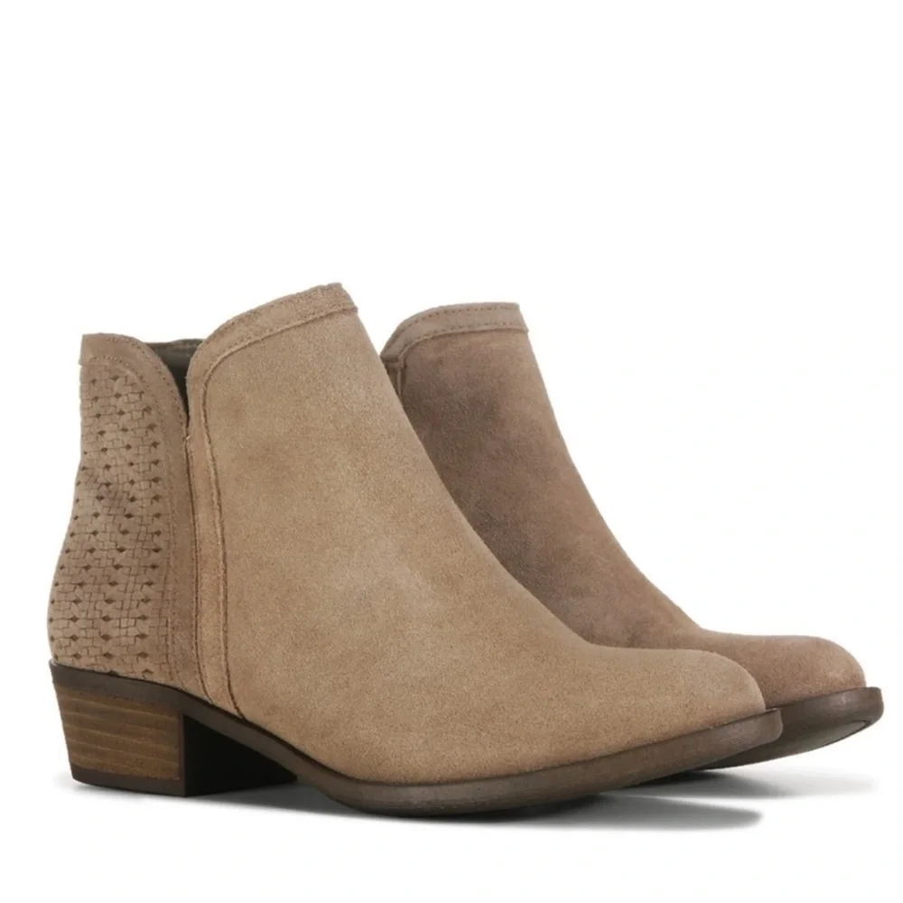 Kensie Grayce Suede Leather Ankle Boots Taupe Booties Womens 9.5 M Western Boho