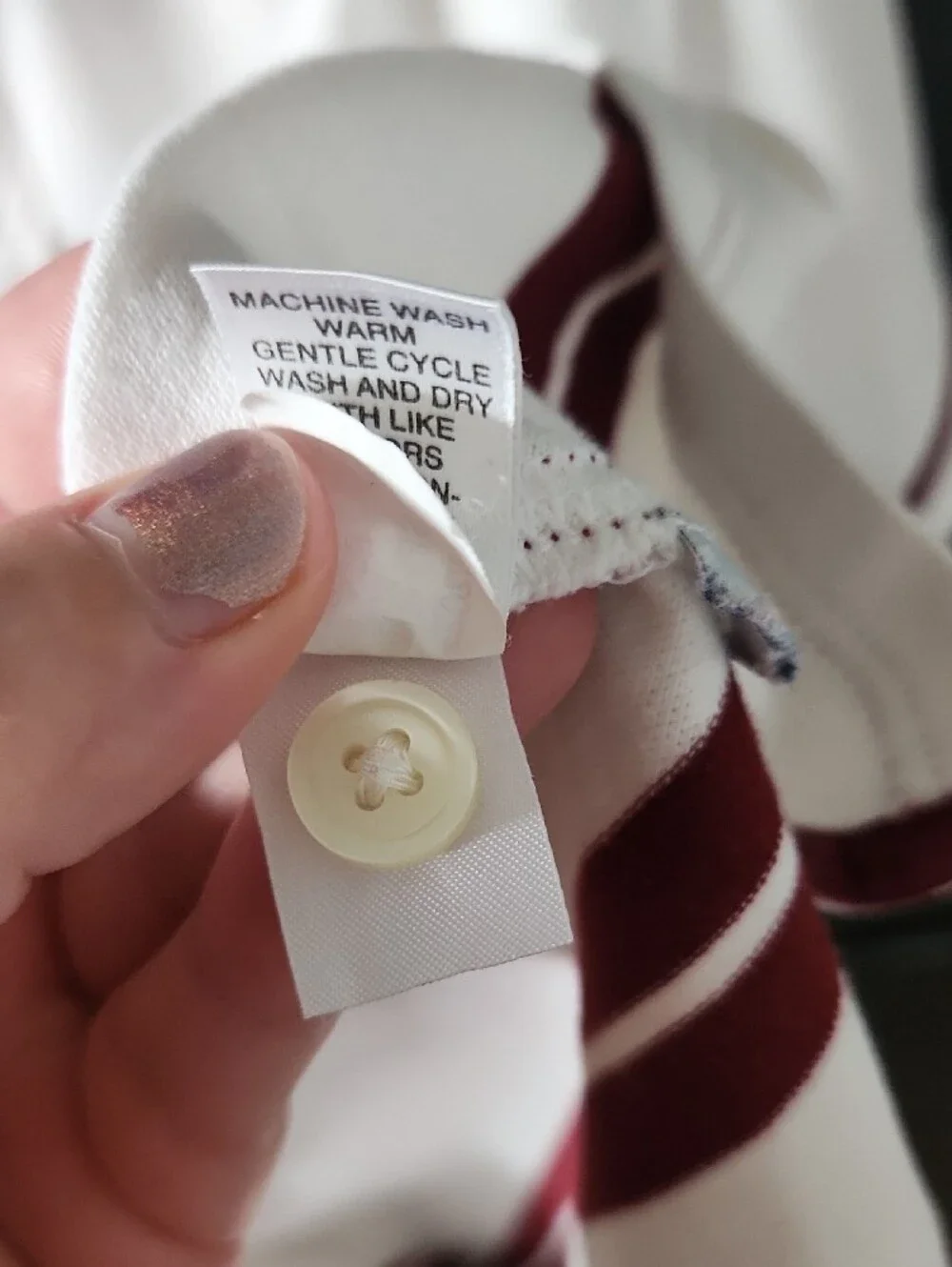 Banana Republic White Polo with Burgundy Stripes