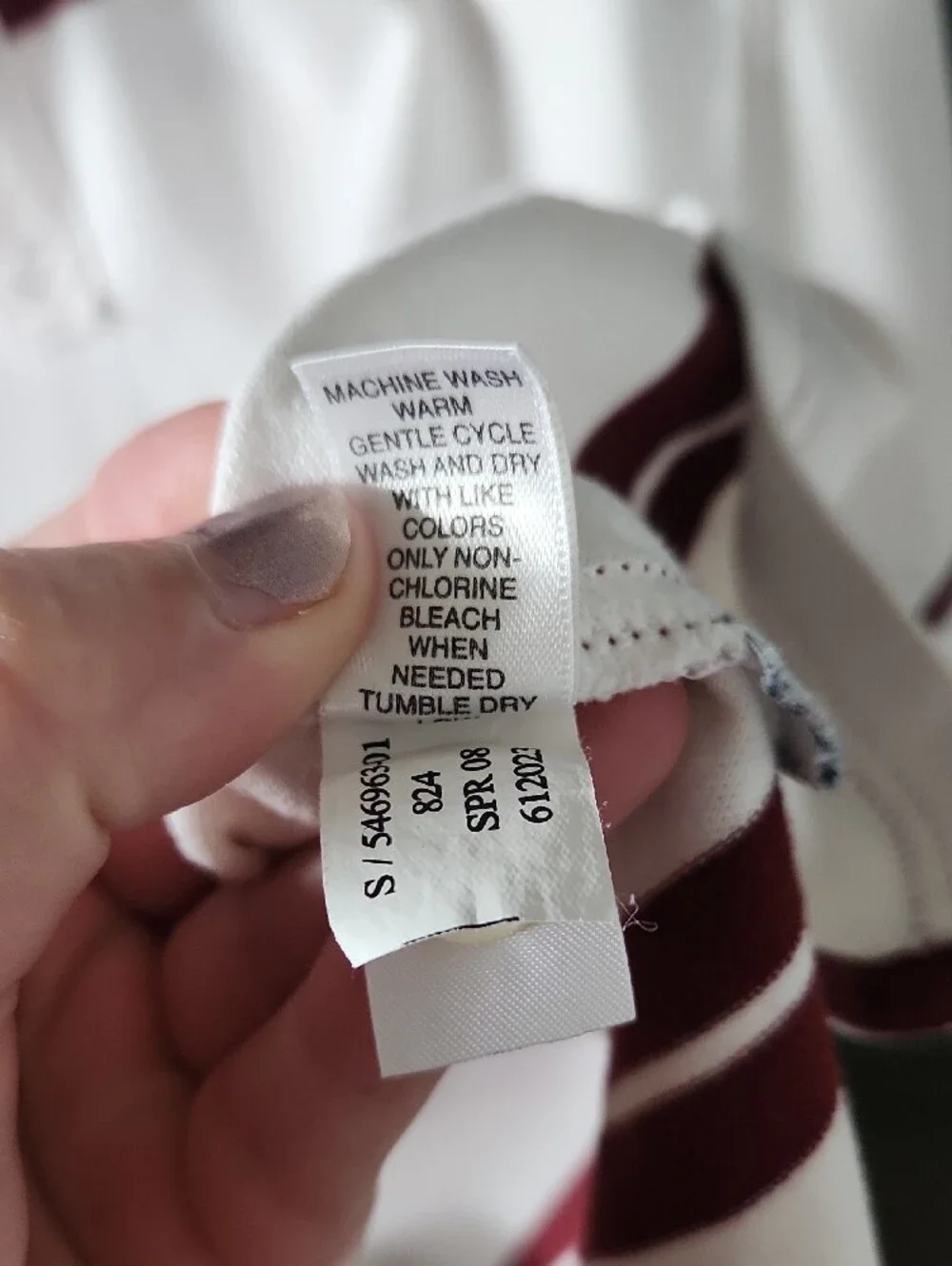 Banana Republic White Polo with Burgundy Stripes