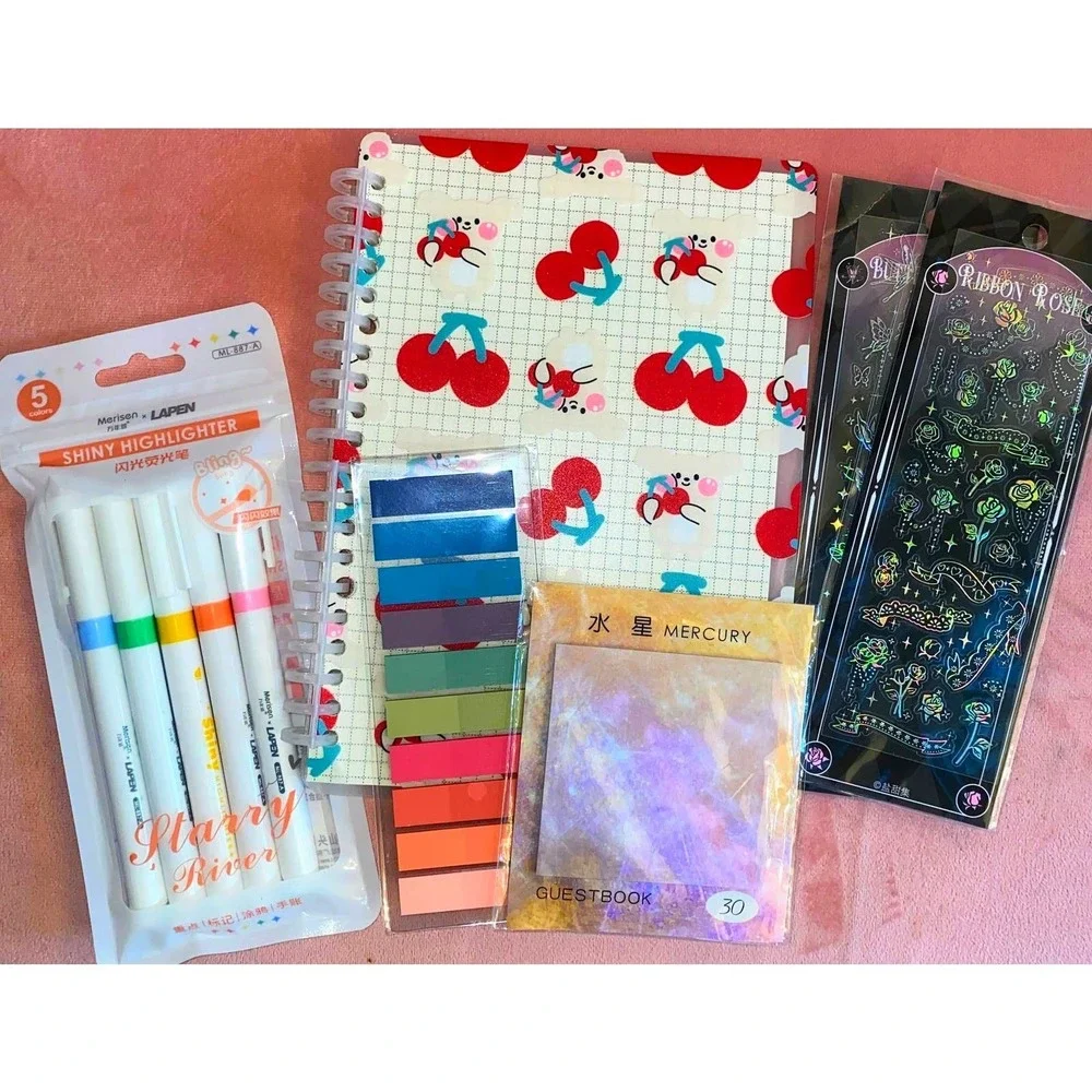 19 Pieces Journal Notebook Pen Market Sticker Stationary School Gift Set Tape